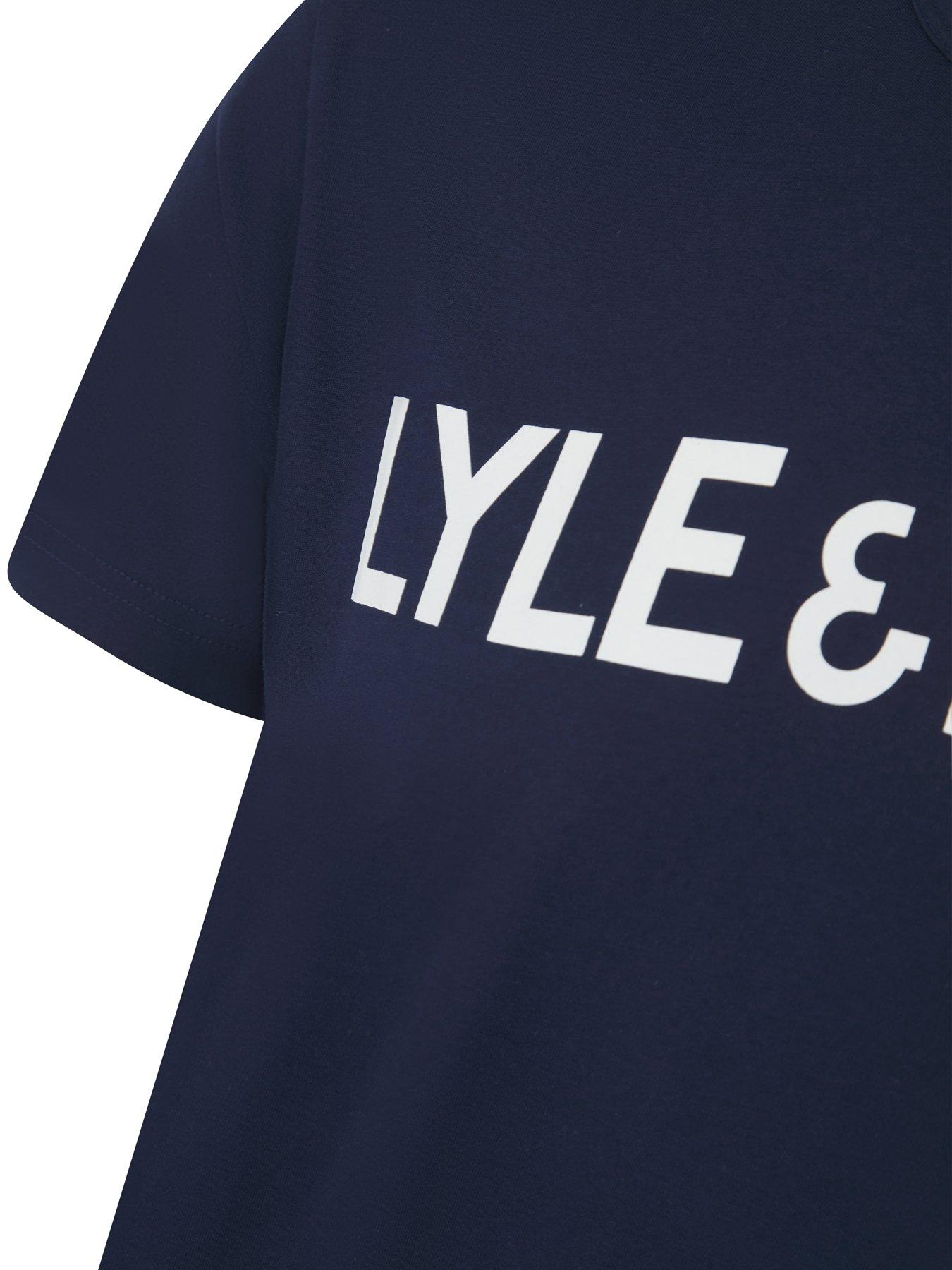 Image 3 of 6 of Lyle & Scott Lyle &amp; Scott Kelso Logo T-shirt And Cuffed Bottoms Lounge Set - Navy