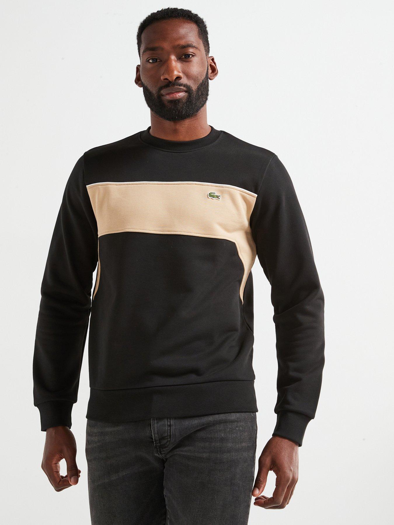 undefined Unbrushed Fleece Colorblock Crew Sweat Top - Black