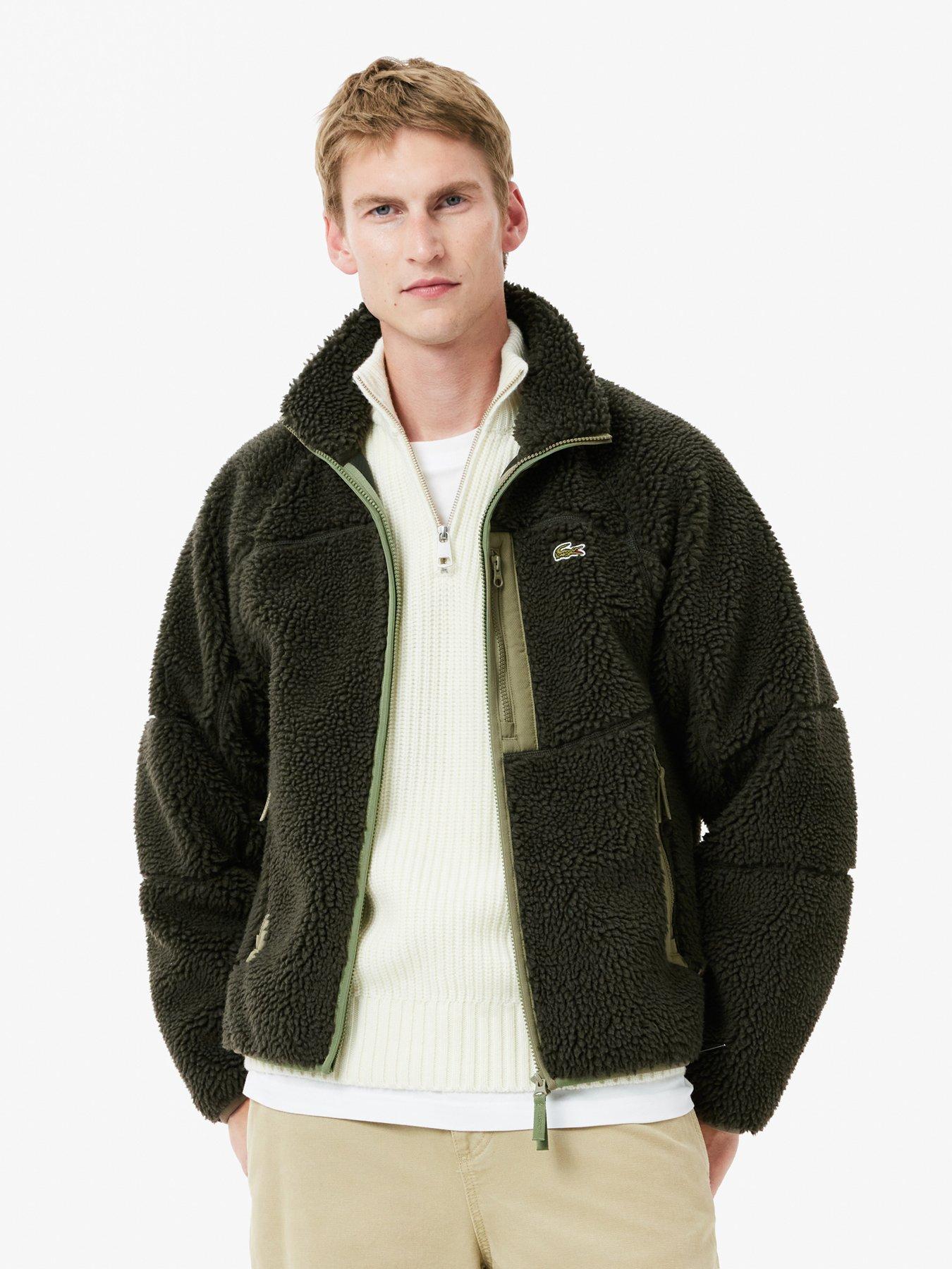 Lacoste shops Leather Jacket, real fur collar,