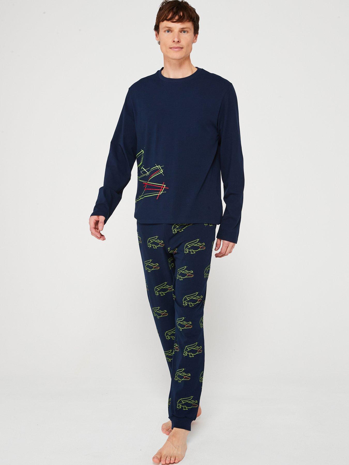 Cotton Blend Jersey All Over Croc Pyjama Set Navy