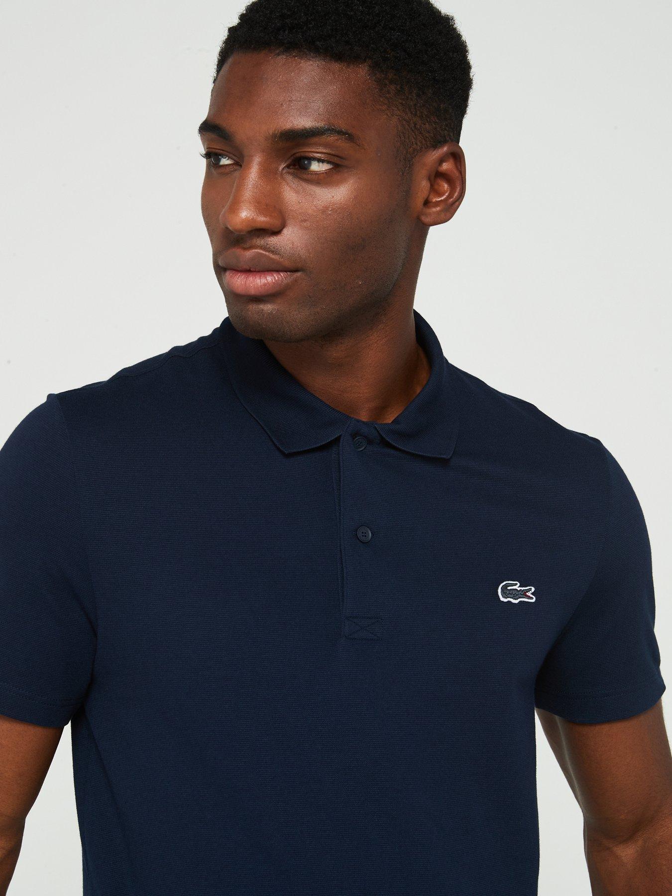 Lacoste Regular Fit Cotton Ottoman Polo Shirt - Navy | Very.co.uk