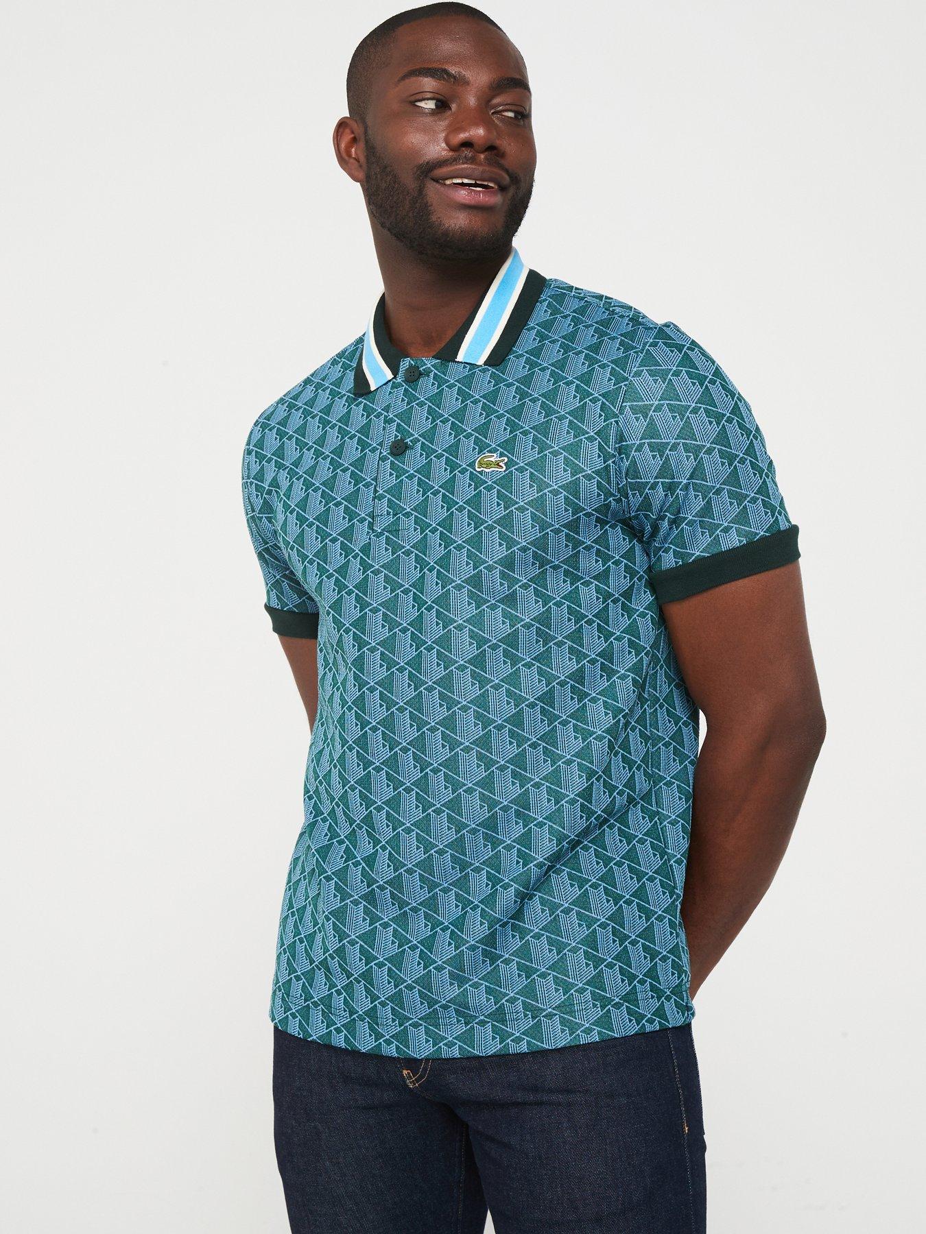 Lacoste Classic Fit Contrast Collar Monogram Polo Shirt Green Very