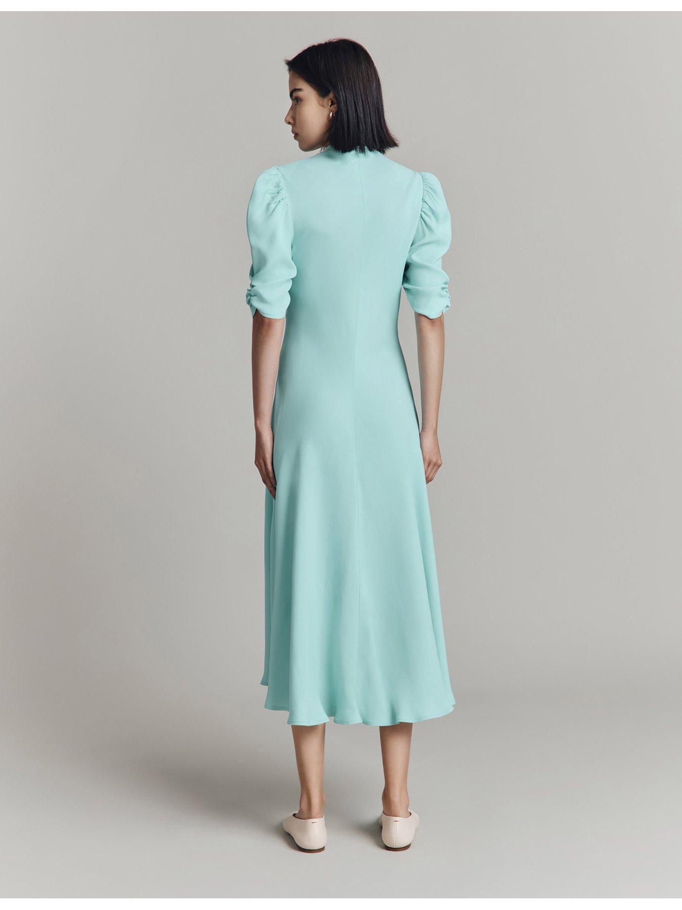 Ghost Madi Short Sleeve Midaxi Dress - Blue | Very.co.uk