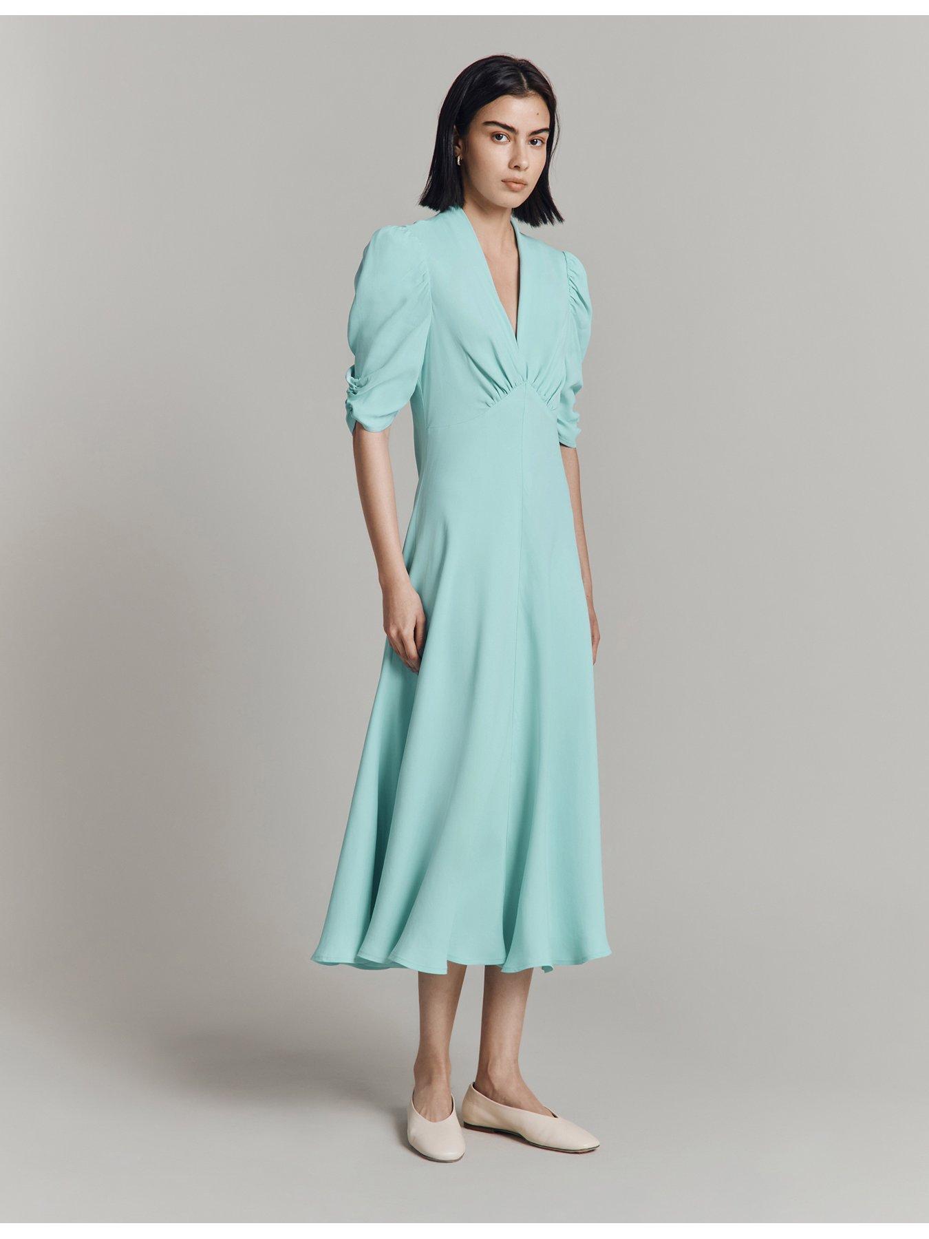 Image 3 of 4 of Ghost Madi Short Sleeve Midaxi Dress - Blue