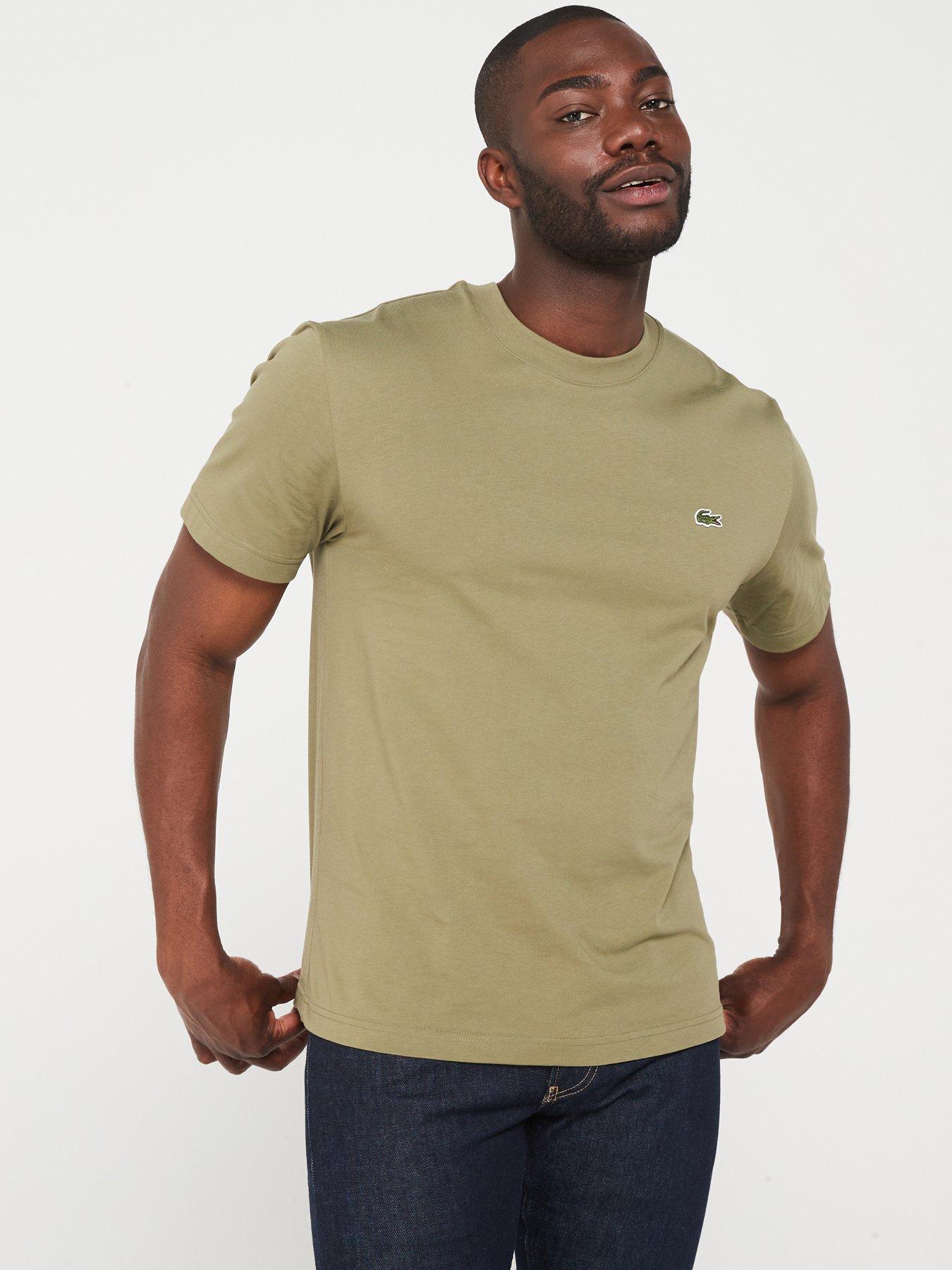 Lacoste Classic Fit Varsity Signature Cotton Jersey T Shirt Khaki Very