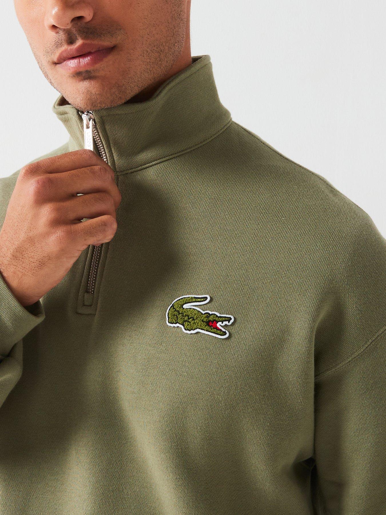 Lacoste Loose Fit 1/4 Zip Sweat Top Khaki Very