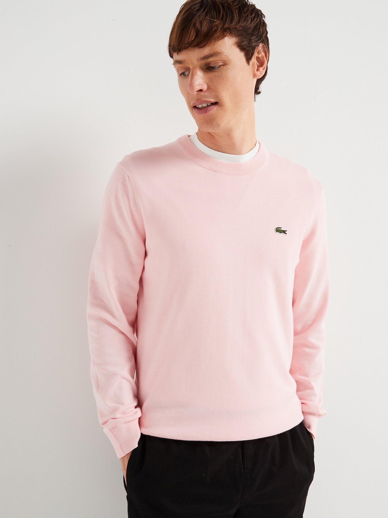 Cotton Crew Neck Knitted Jumper Light Pink