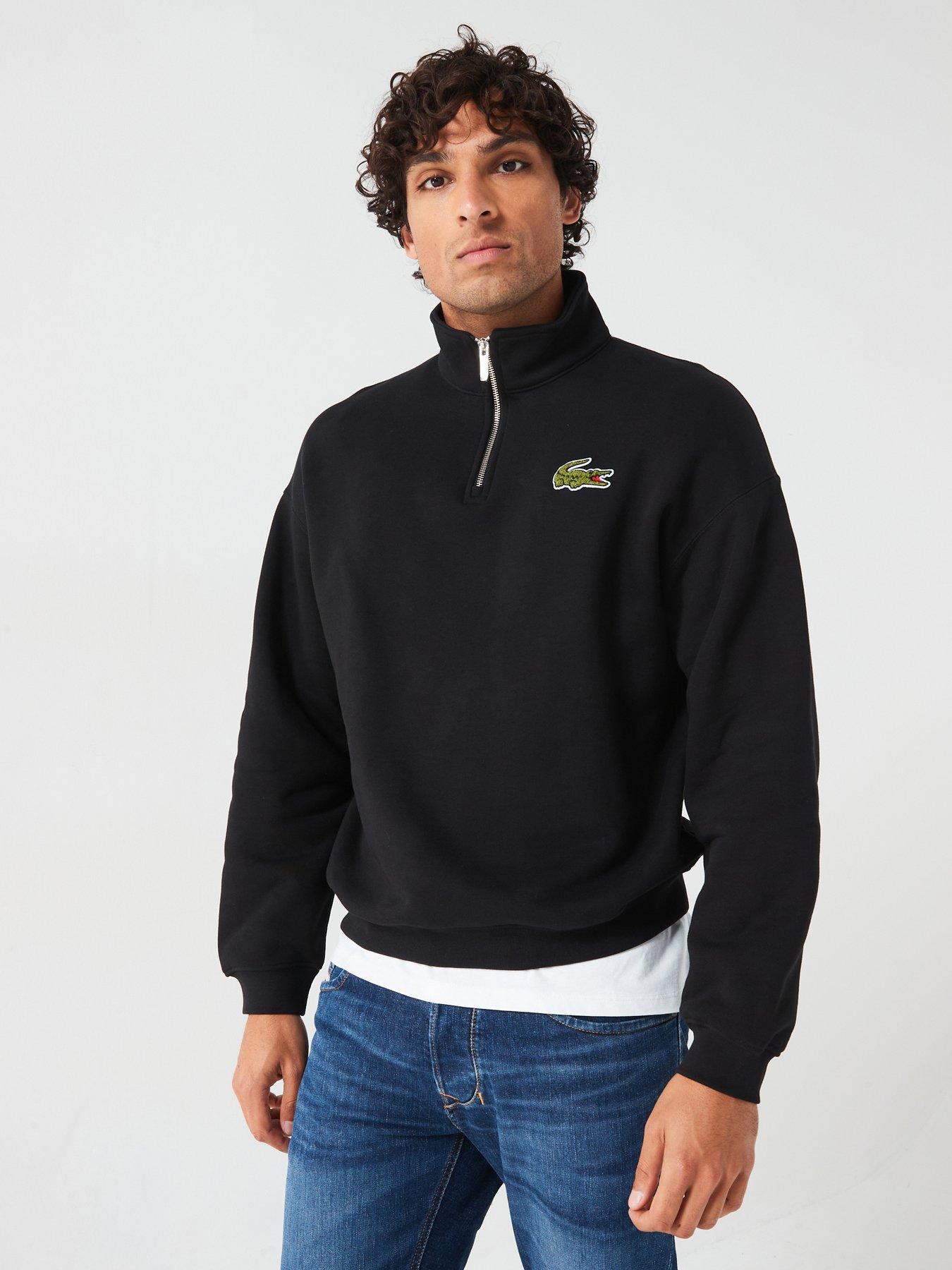 Lacoste Loose Fit 1/4 Zip Sweat Top Black Very
