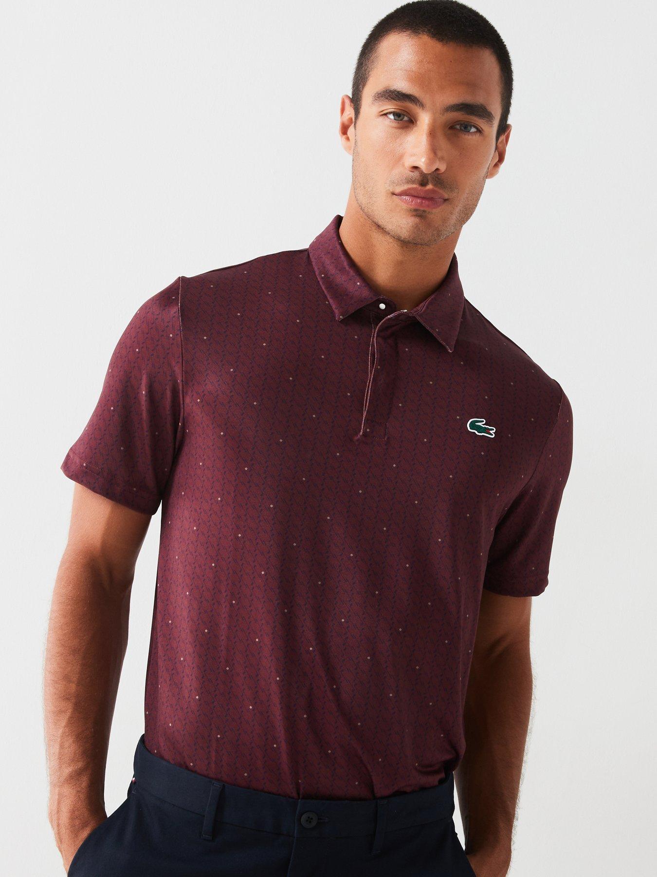 Lacoste Golf Performance Polo Shirt - Dark Red, Dark Red, Size L, Men