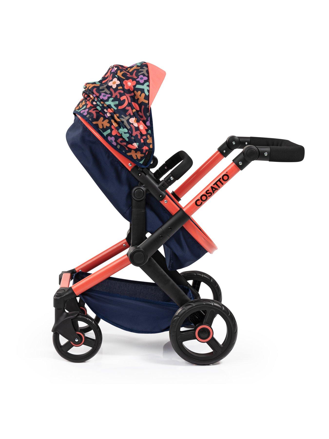 Navy Floral Print Doll Pram