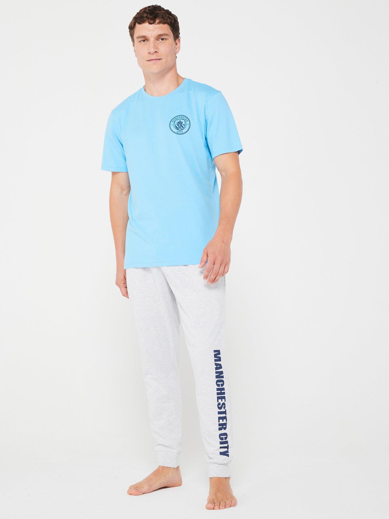 Image 1 of 5 of Manchester City Mens Manchester City Short Fc Sleeve Pj Set - Blue
