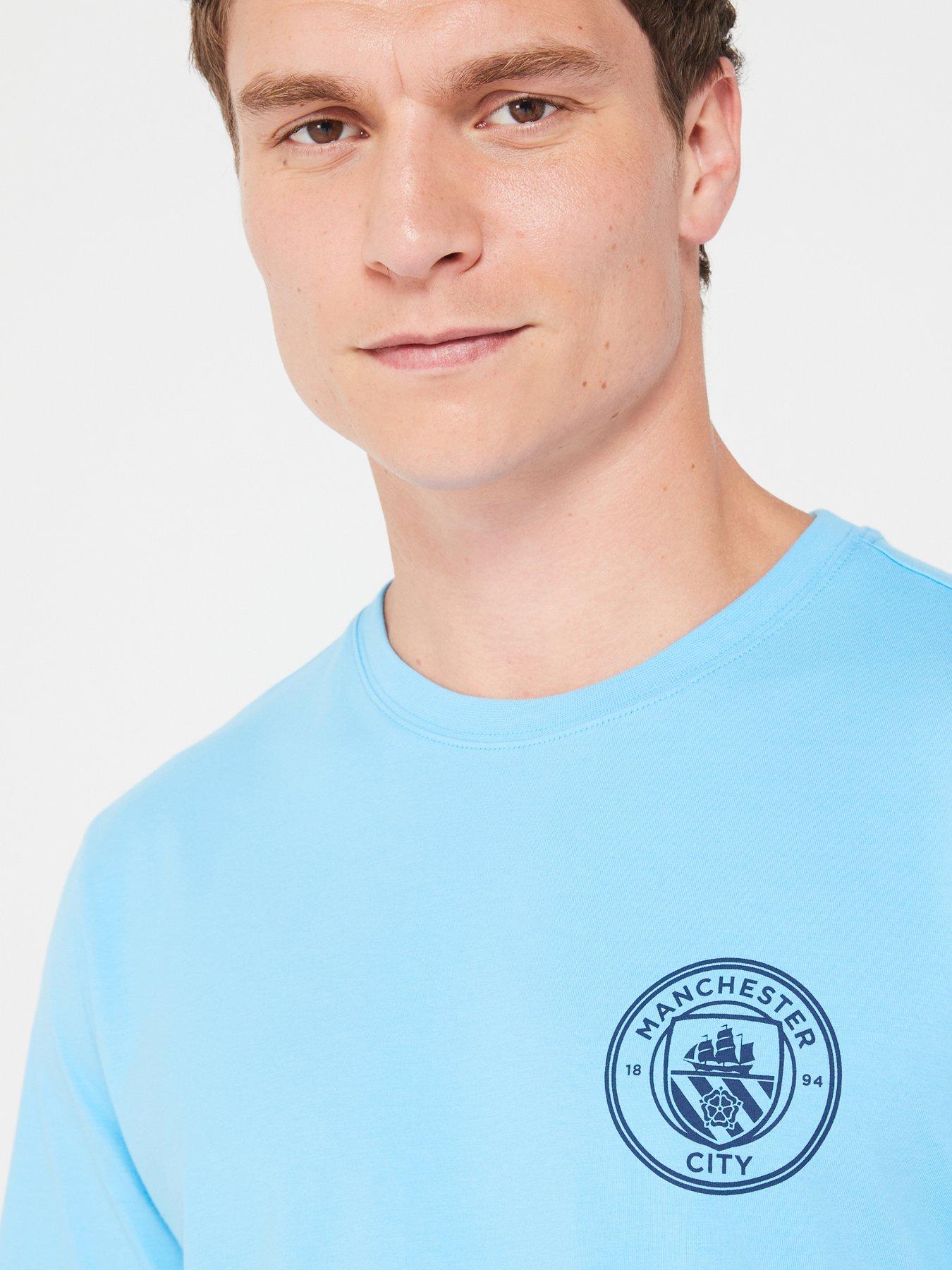 Image 4 of 5 of Manchester City Mens Manchester City Short Fc Sleeve Pj Set - Blue