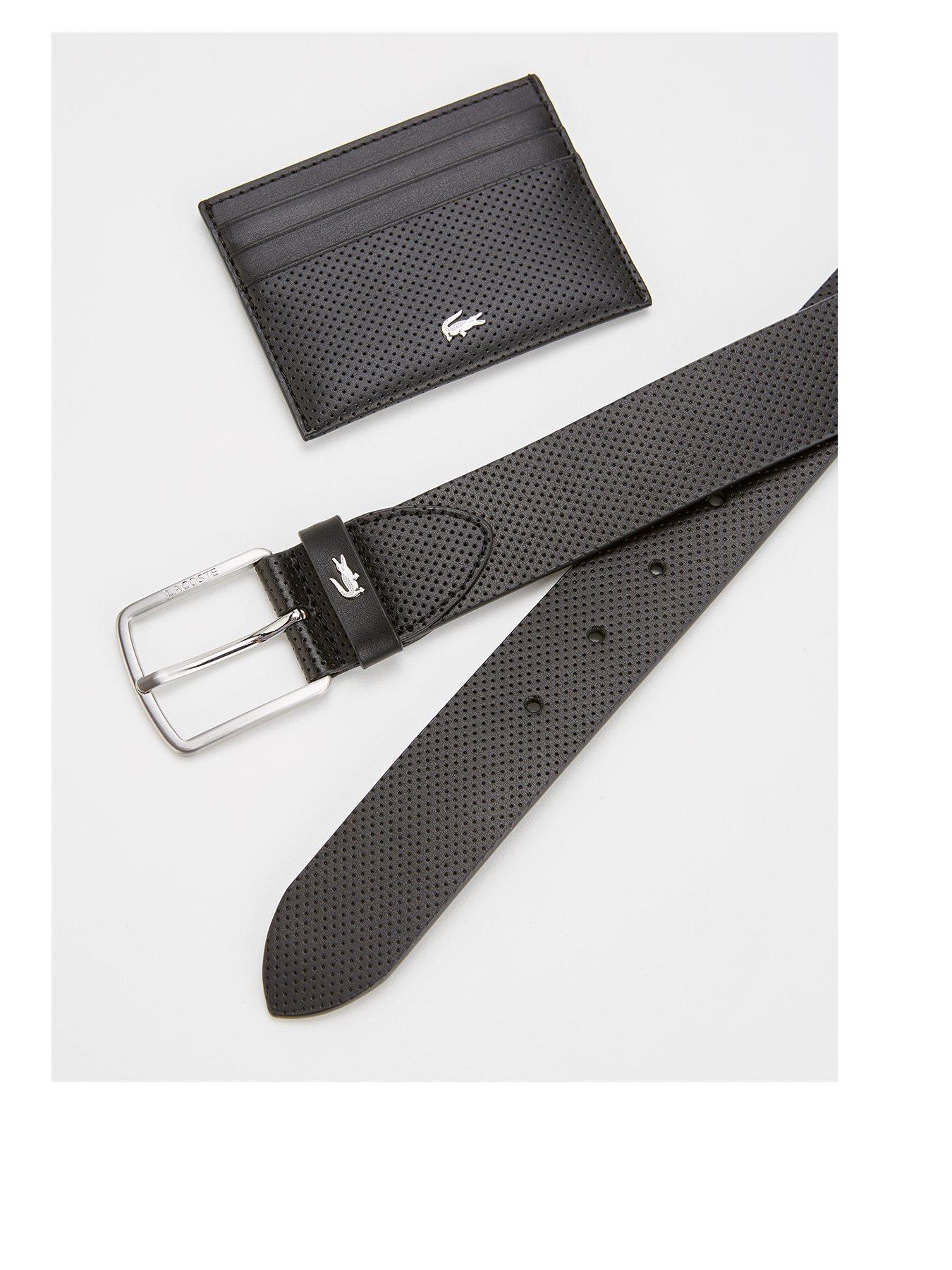 Lacoste Leather Belt/Card Holder Gift Set - Black