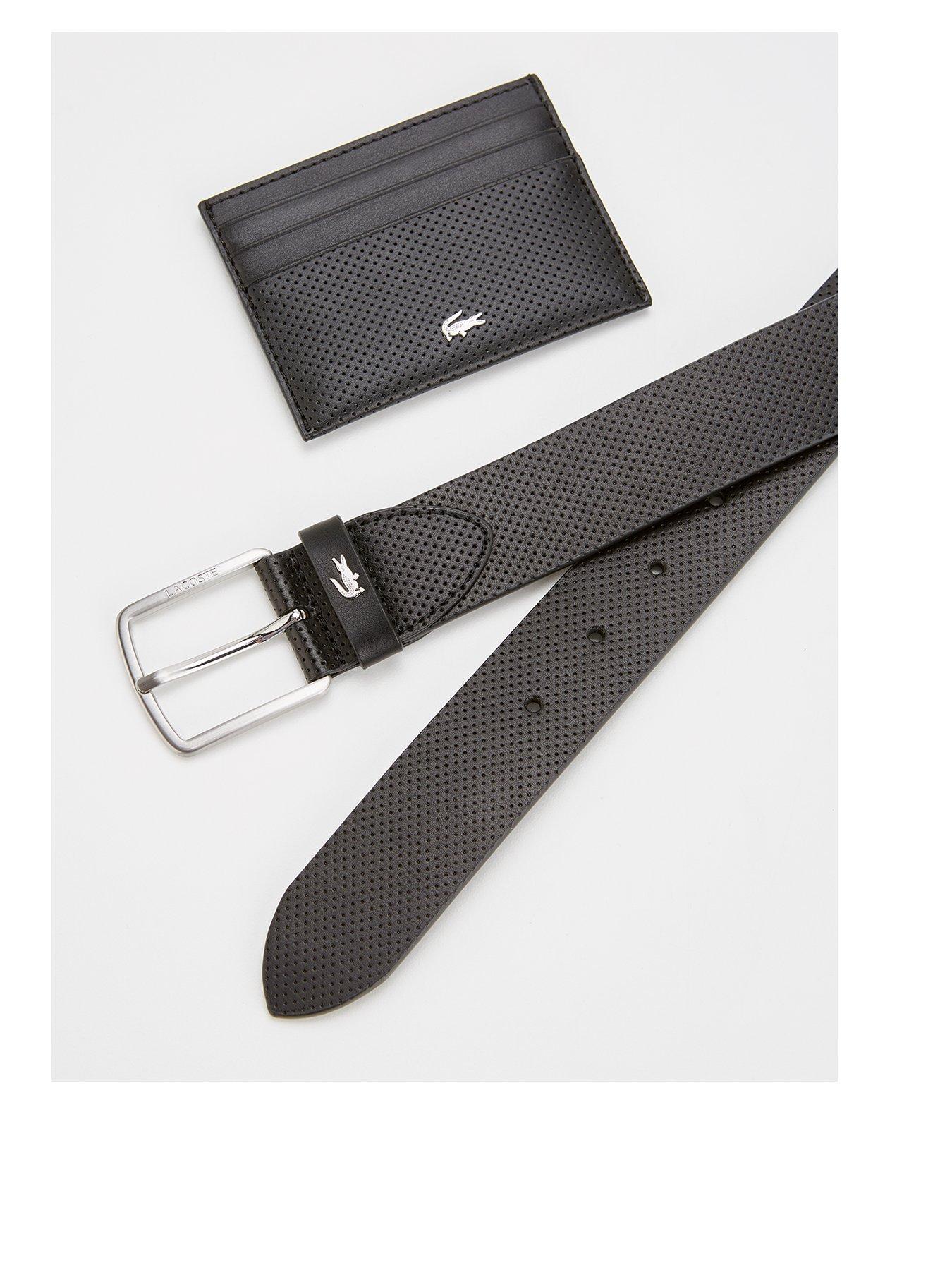 Lacoste Leather Belt Card Holder Gift Set Black Very