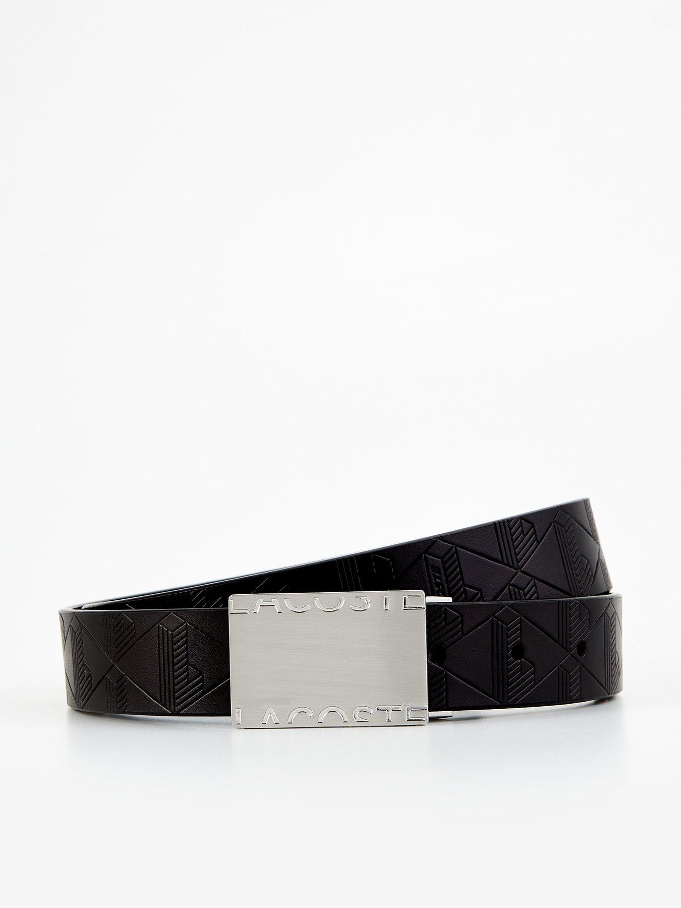 Lacoste Monogram Leather Belt 2 Buckle Gift Set Black Very