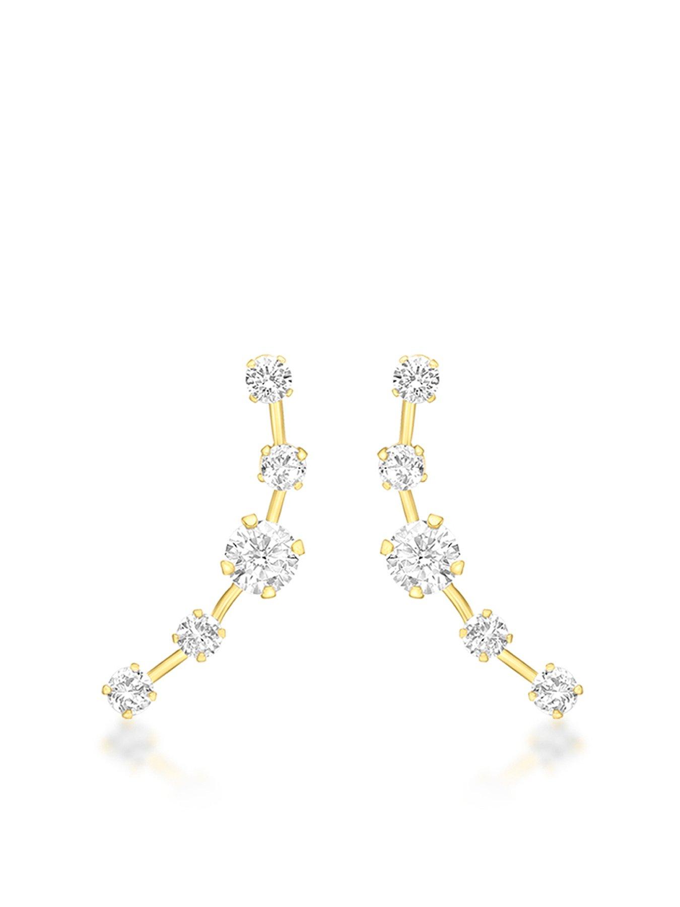 Product photograph of Love Gold 9ct Yellow Gold Cz 5-stone Drop Earring from very.co.uk