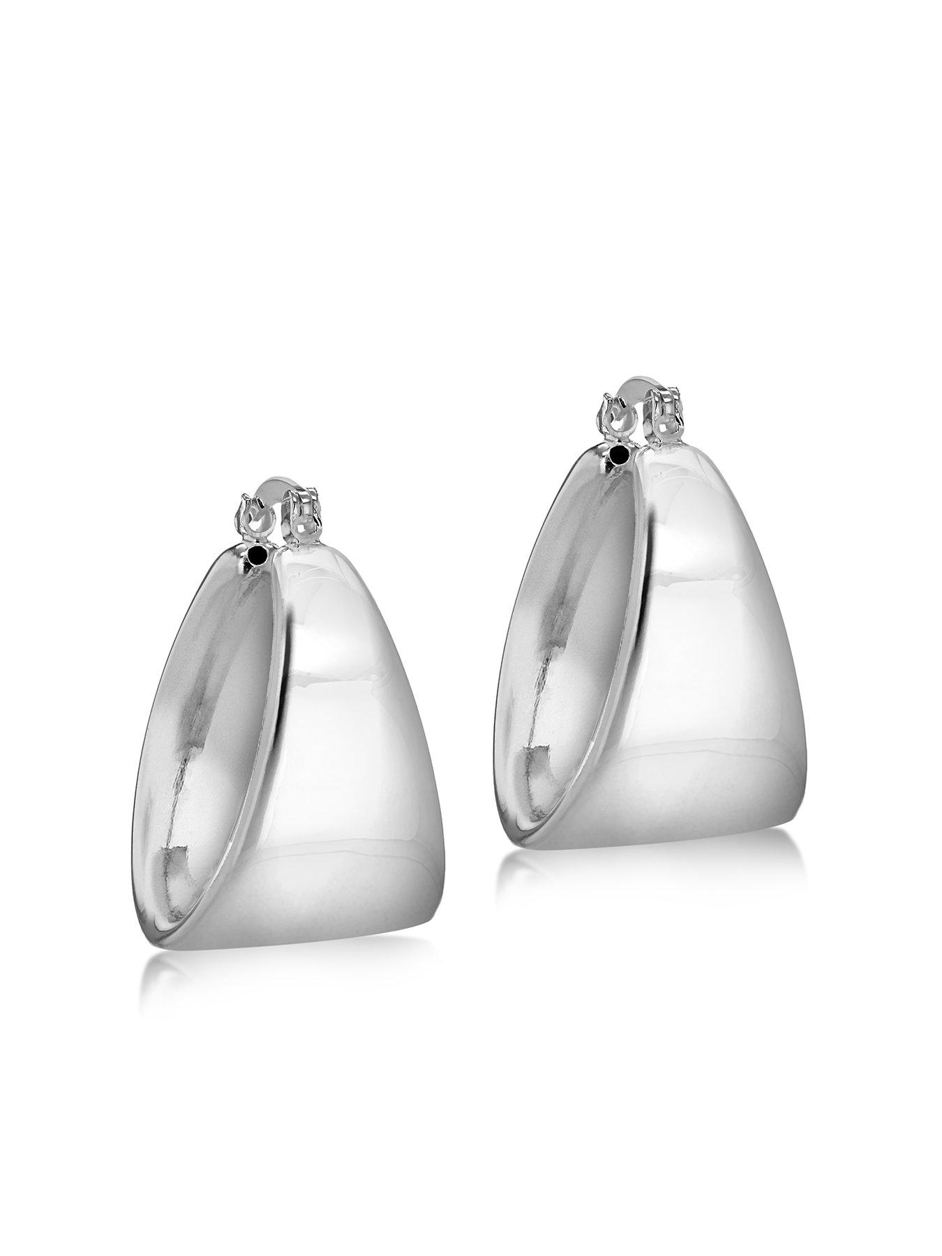 Product photograph of The Love Silver Collection Sterling Silver Graduated Electroform Creole Earrings from very.co.uk
