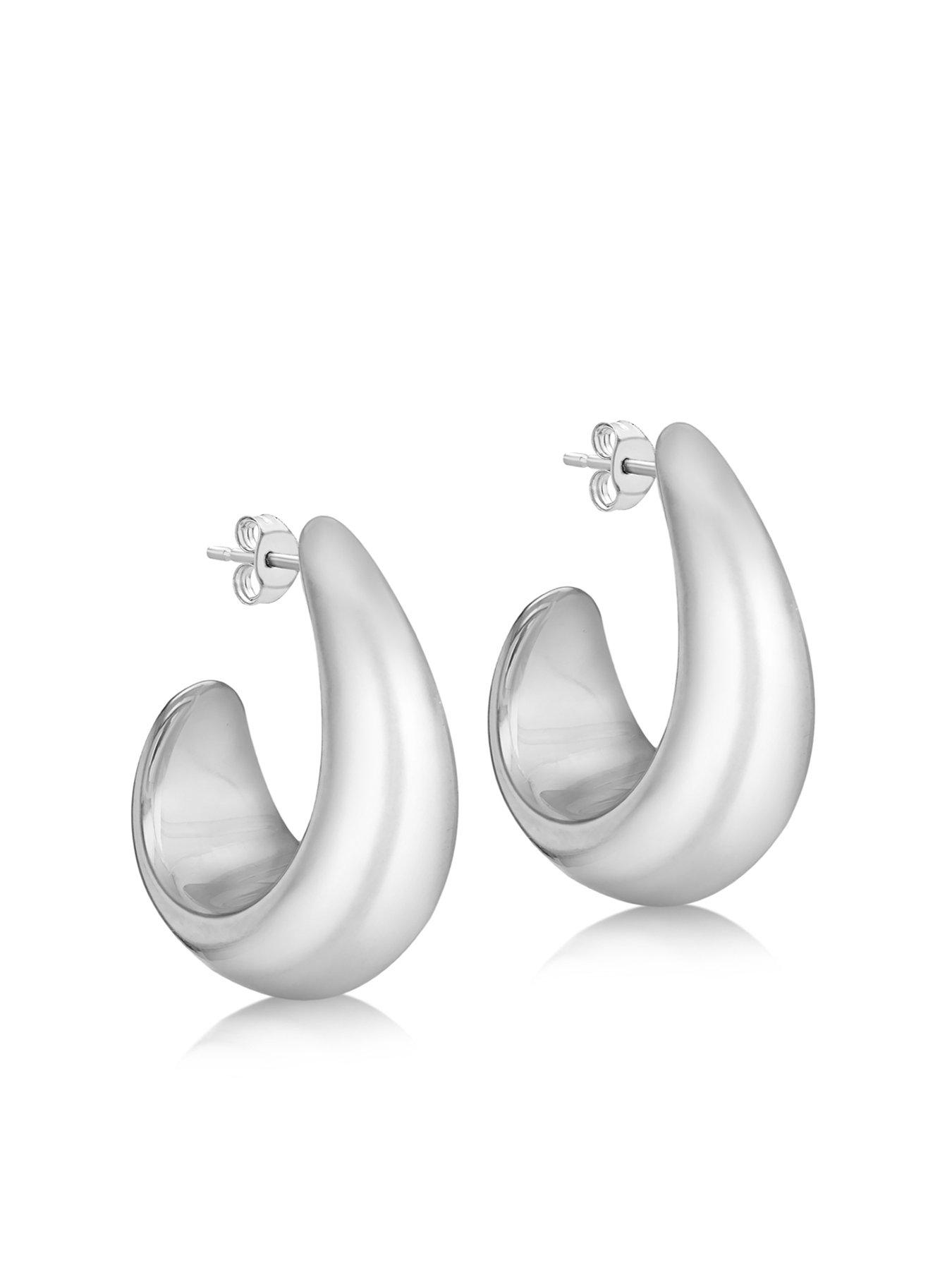 Product photograph of The Love Silver Collection Sterling Silver Graduated Curl Electroform Earrings from very.co.uk