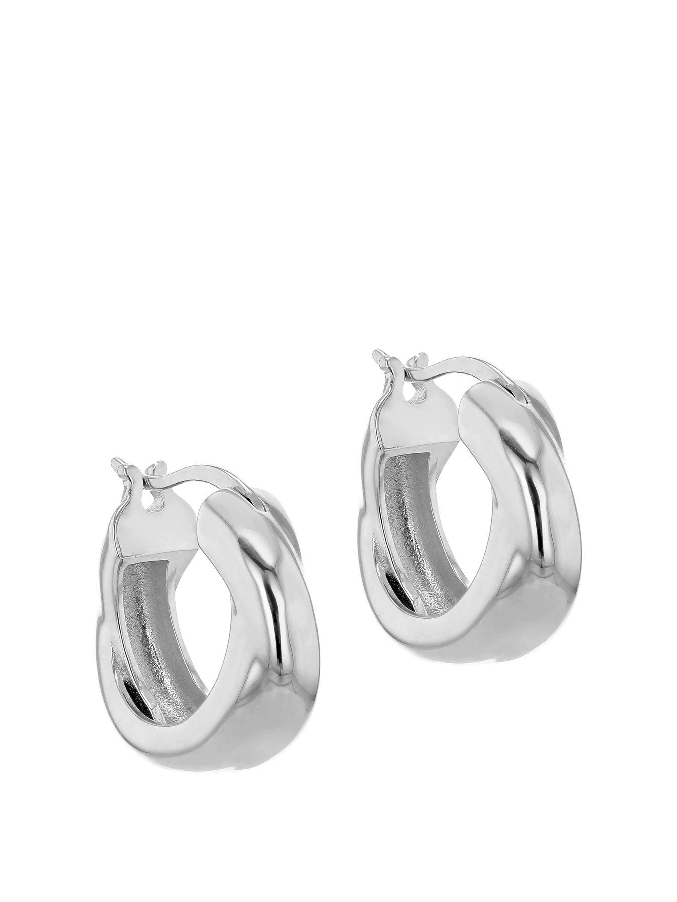 Product photograph of The Love Silver Collection Sterling Silver Chunky Twist-tube Hoop Creole Earrings from very.co.uk