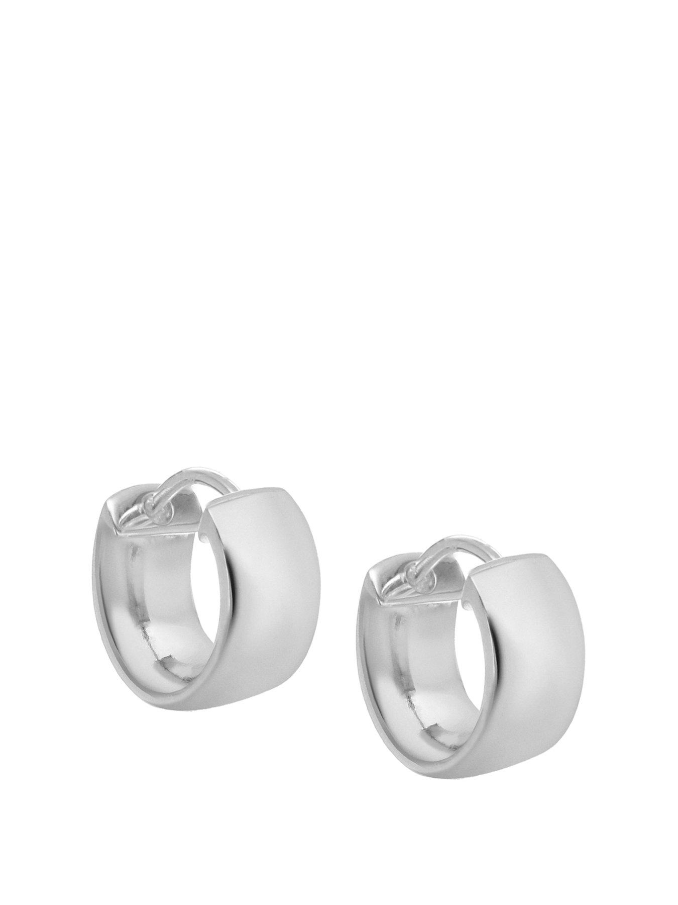 Product photograph of The Love Silver Collection Sterling Silver Hinged Hoop Earrings from very.co.uk
