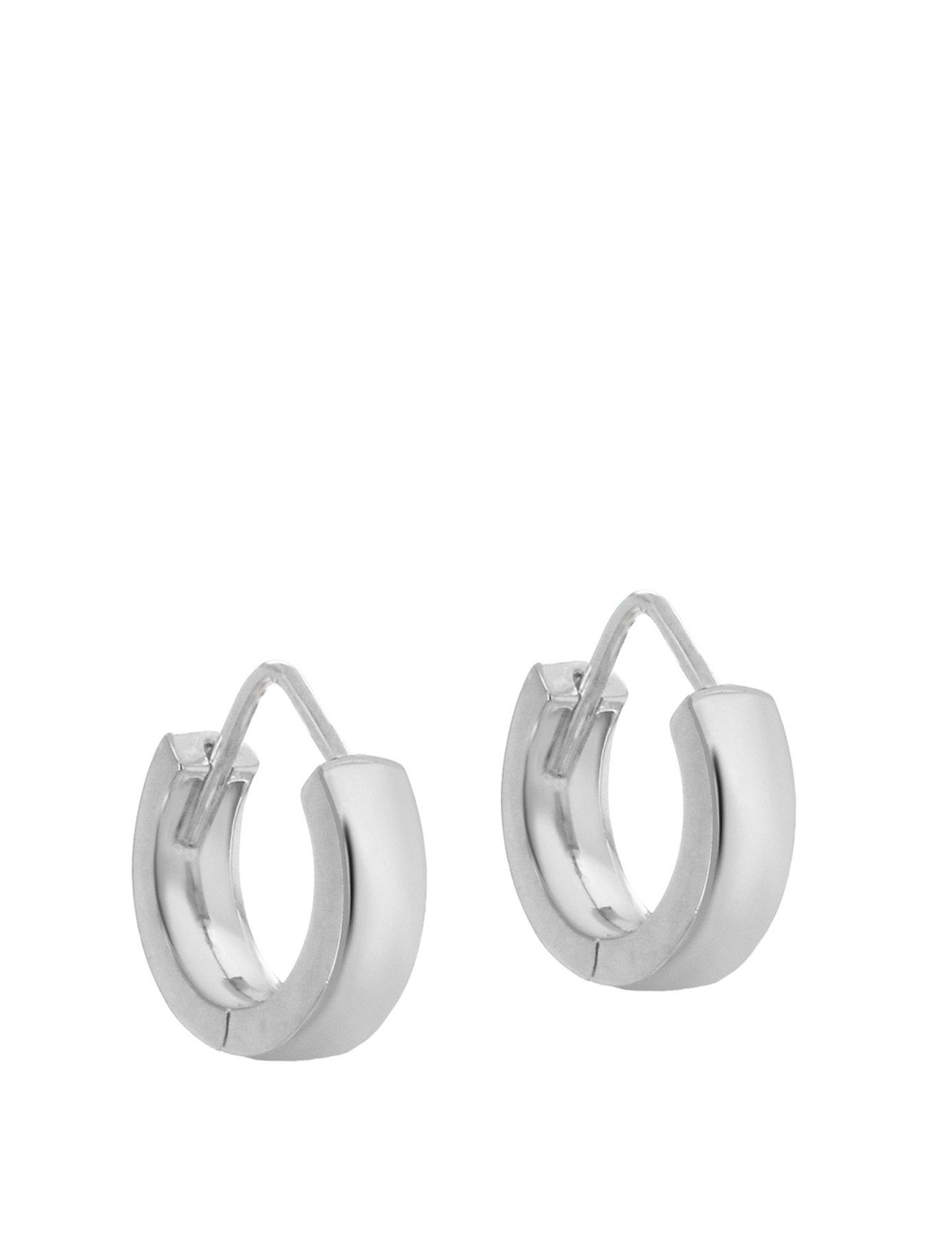 Product photograph of The Love Silver Collection Sterling Silver Huggy Earrings from very.co.uk