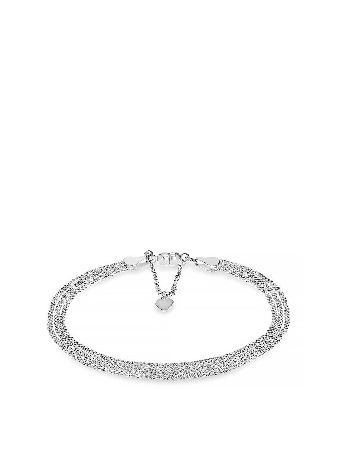 Product photograph of The Love Silver Collection Sterling Silver 3-strand Popcorn Chain Magnetic Bracelet from very.co.uk