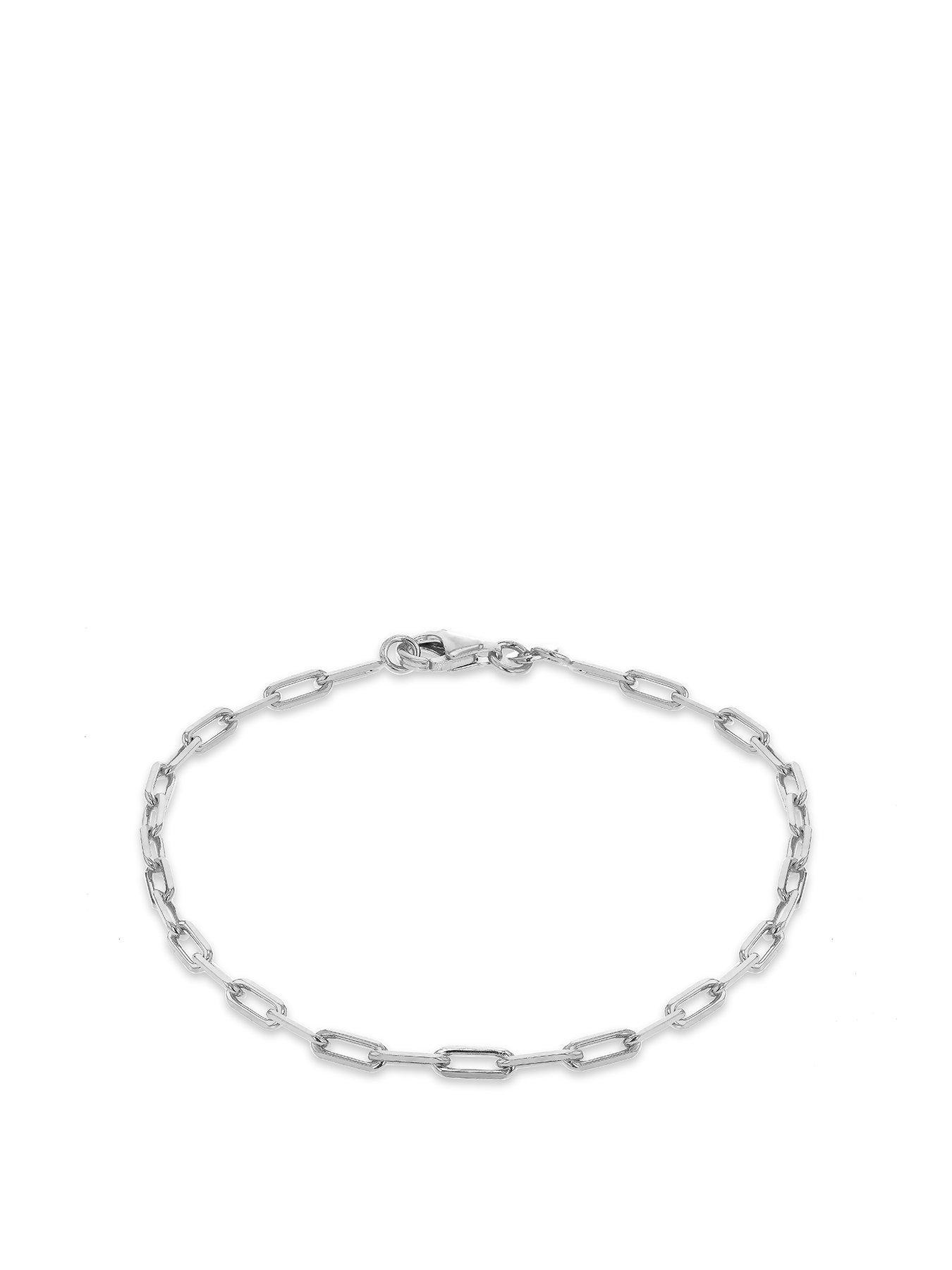 Product photograph of The Love Silver Collection Sterling Silver Paper Chain Bracelet from very.co.uk