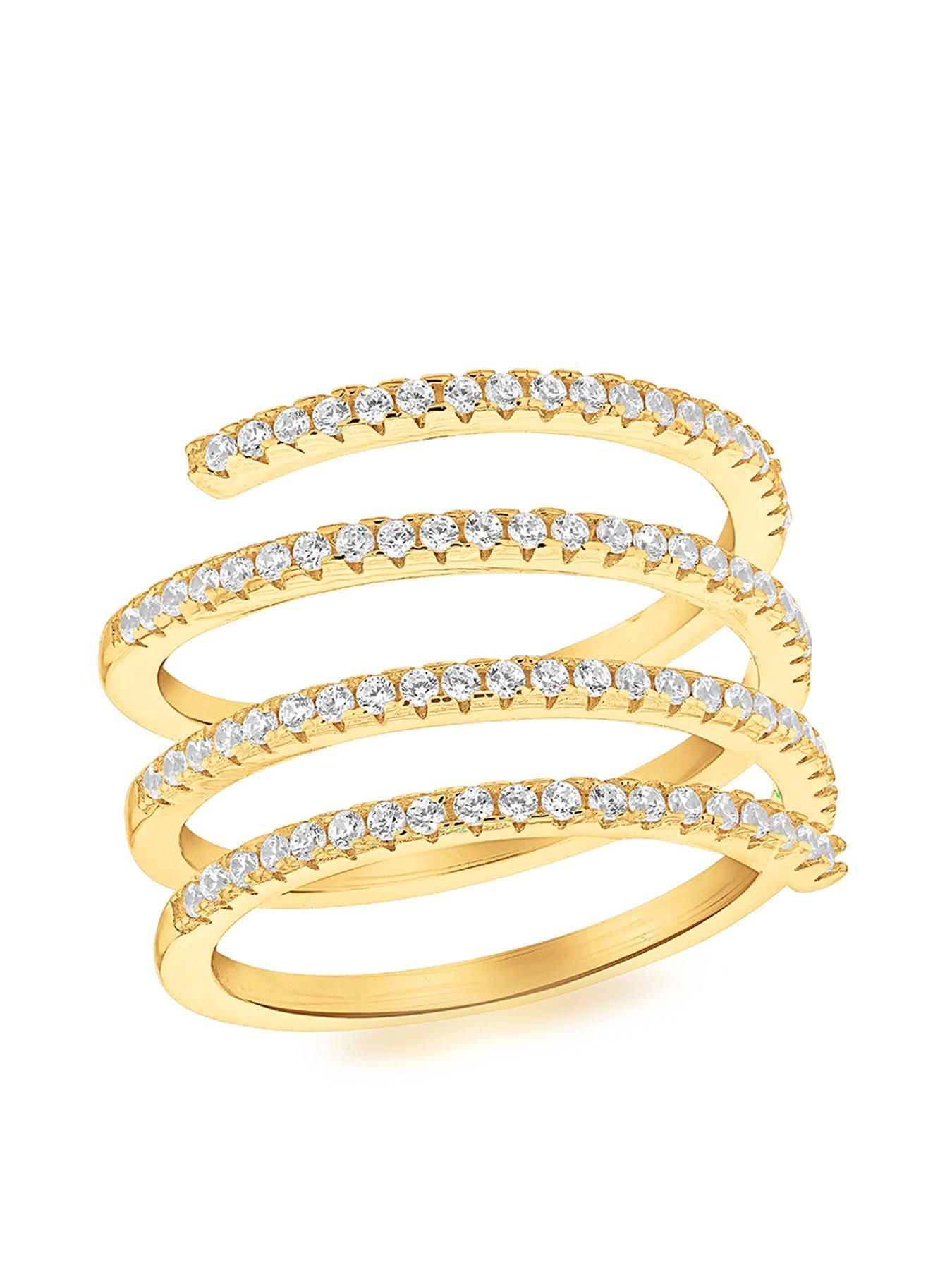 Product photograph of The Love Silver Collection Sterling Silver Yellow Gold Plated With Cz Spiral Ring from very.co.uk