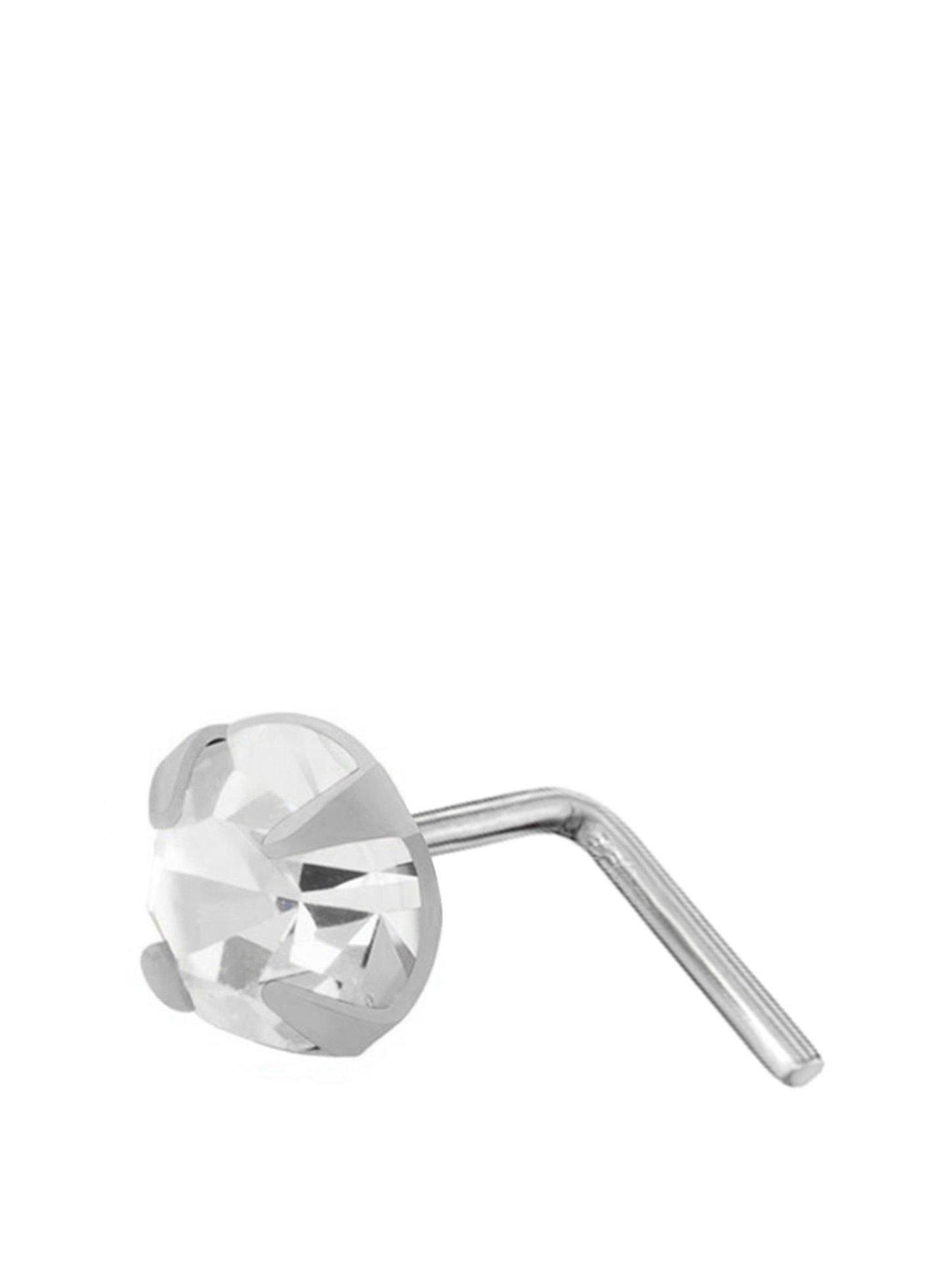 Product photograph of The Love Silver Collection Sterling Silver White Cubic Zirconia Nose Stud from very.co.uk