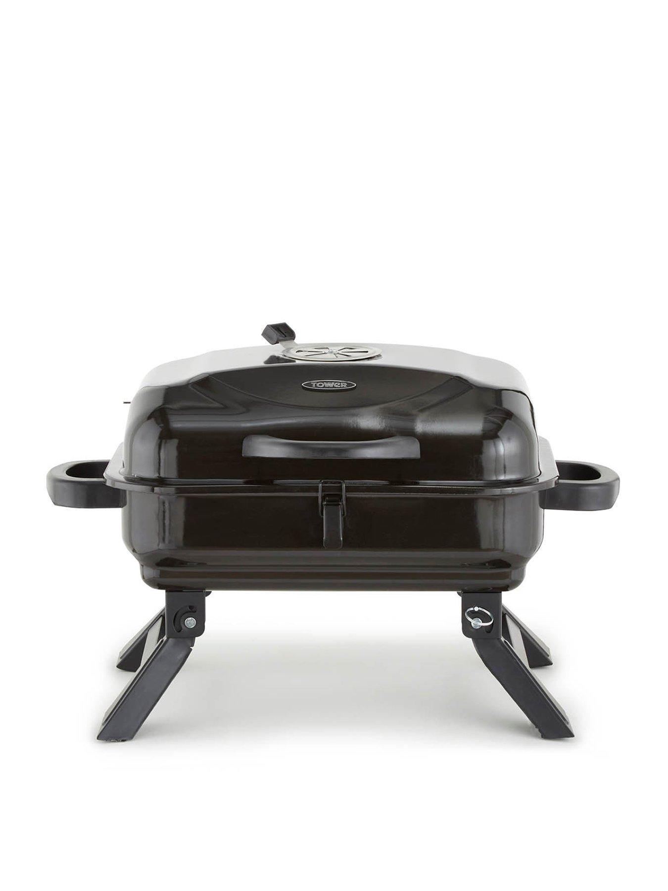 Tower Portable Charcoal Grill with Collapsible Legs, Black