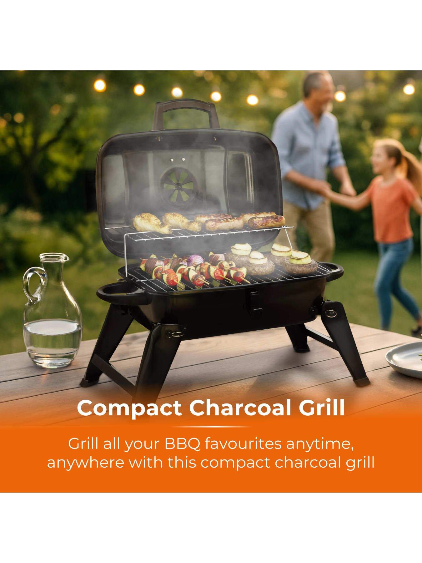 Image 3 of 7 of Tower Portable Charcoal Grill with Collapsible Legs, Black
