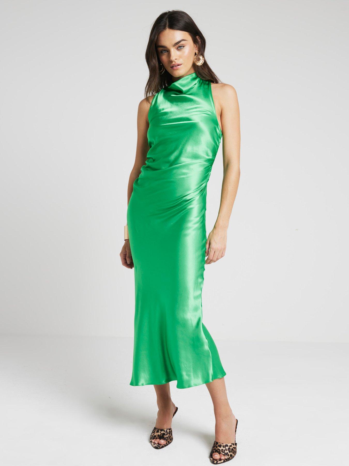 Bright green silk dress store