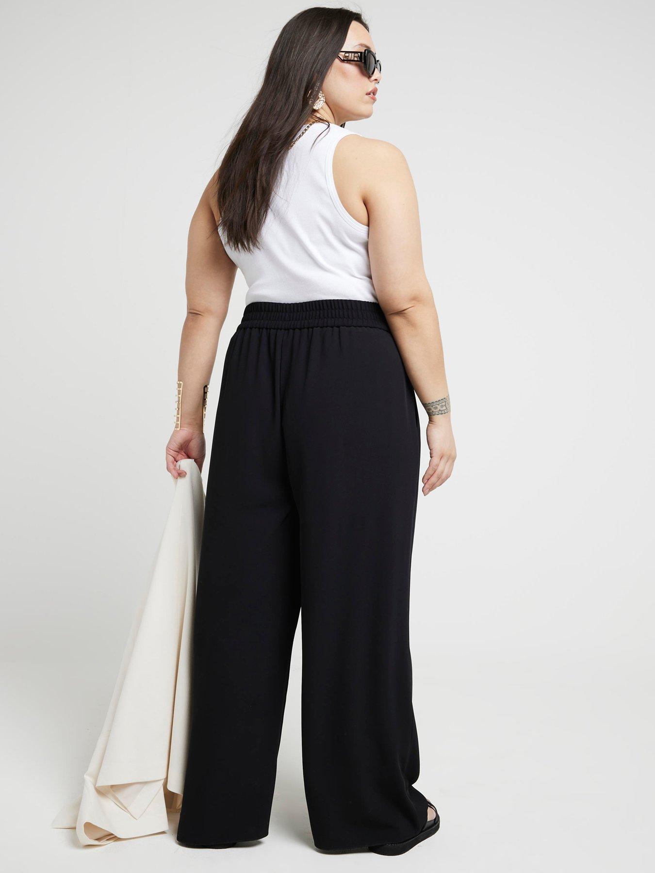 RI Plus Plus Wide Leg Pleated Trouser - Black | Very.co.uk