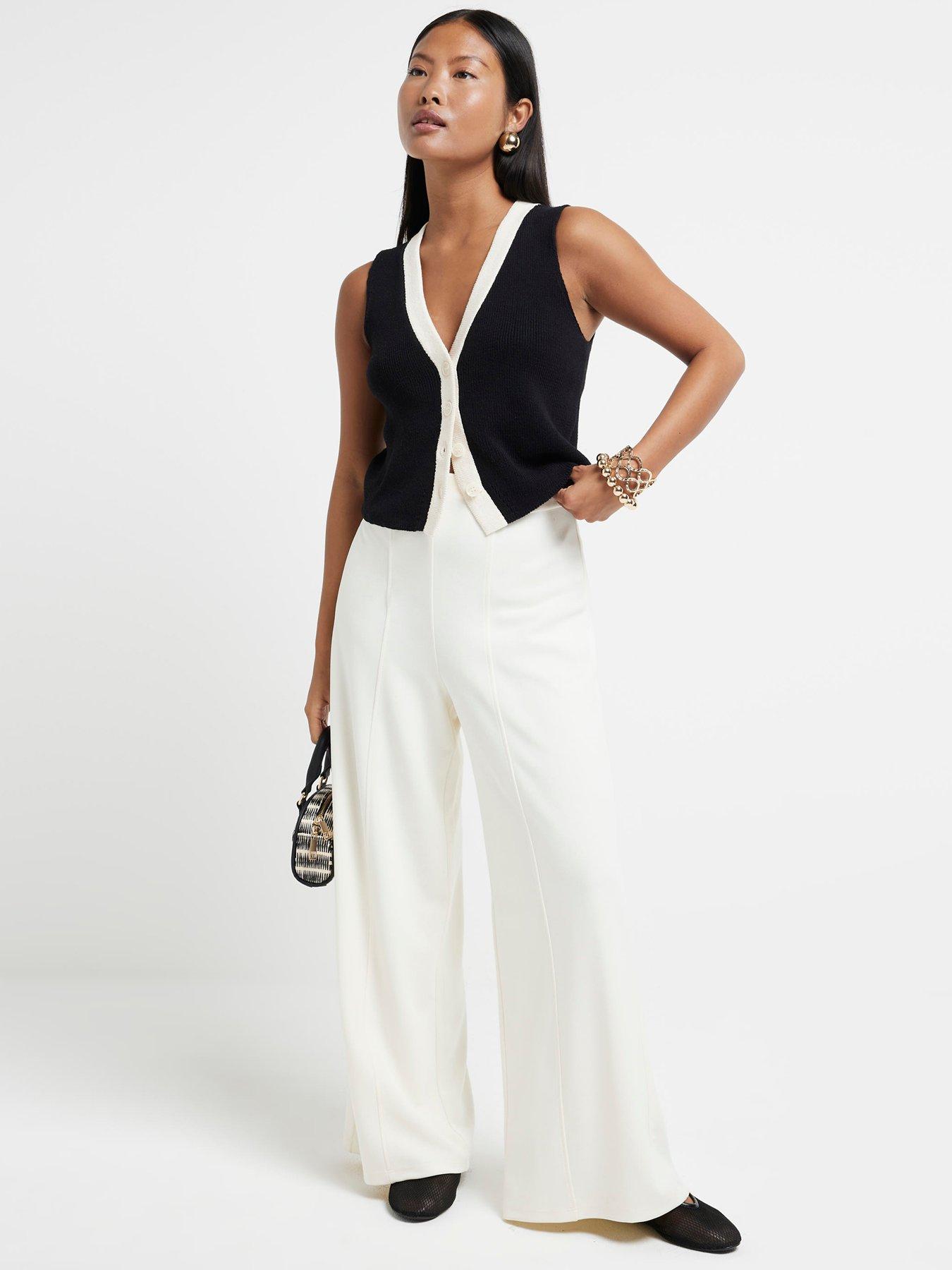 Ri Petite Petite Wide Leg Trouser - Cream