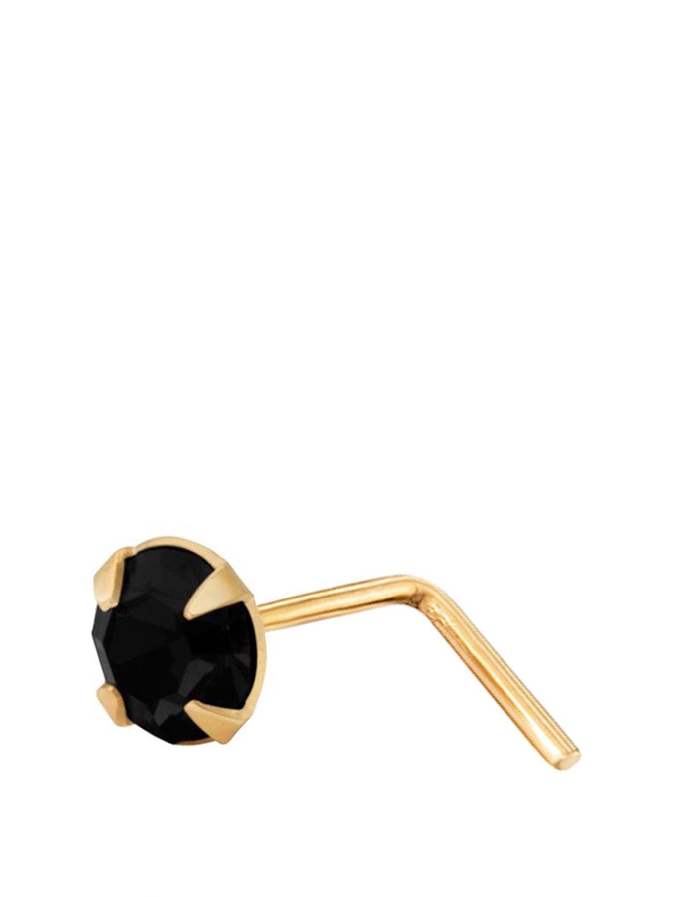 Product photograph of The Love Silver Collection 9ct Gold Black Cubic Zirconia Nose Stud from very.co.uk