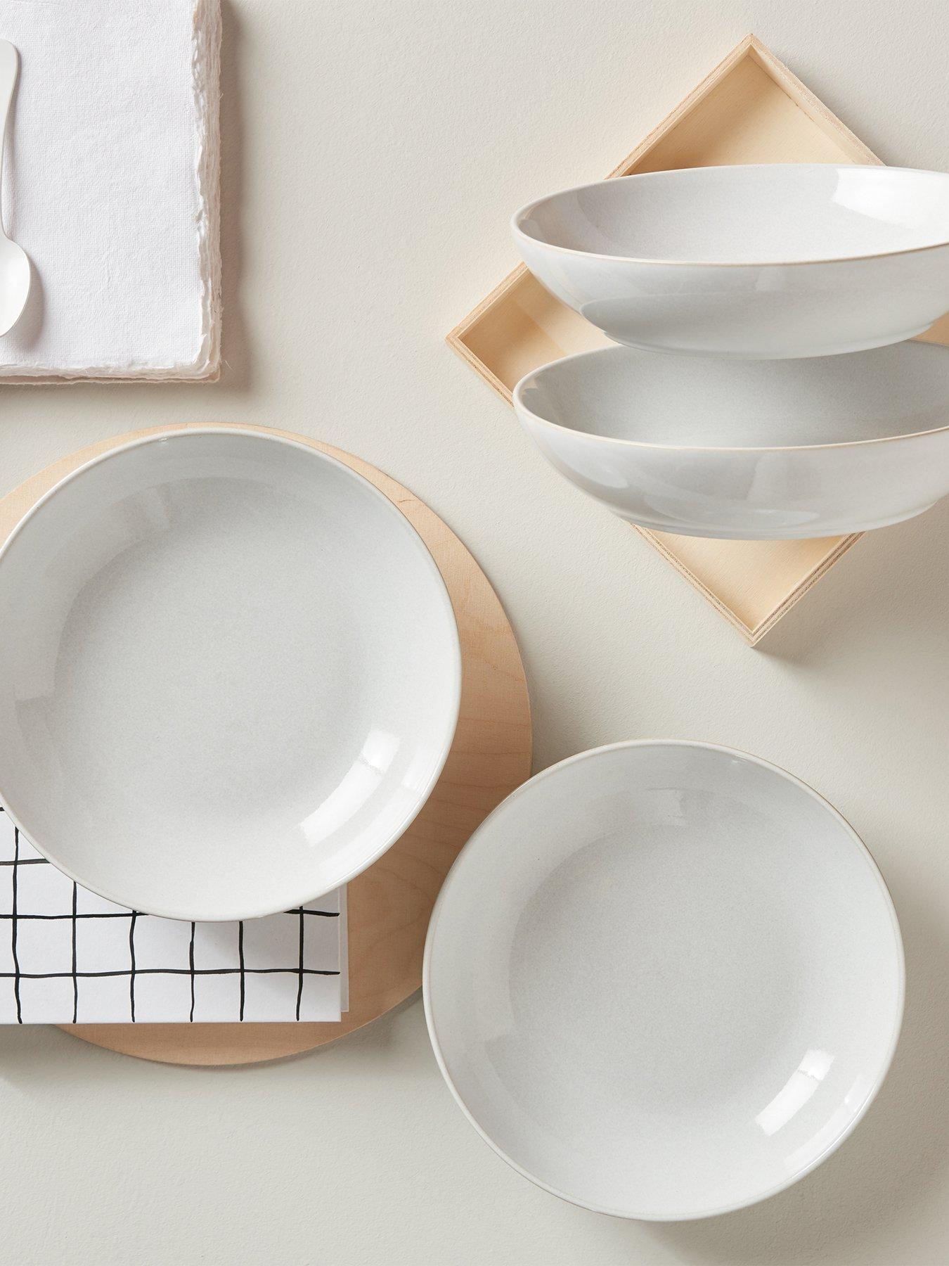 Product photograph of Denby Elements 4-piece Pasta Bowl Set In Stone White from very.co.uk