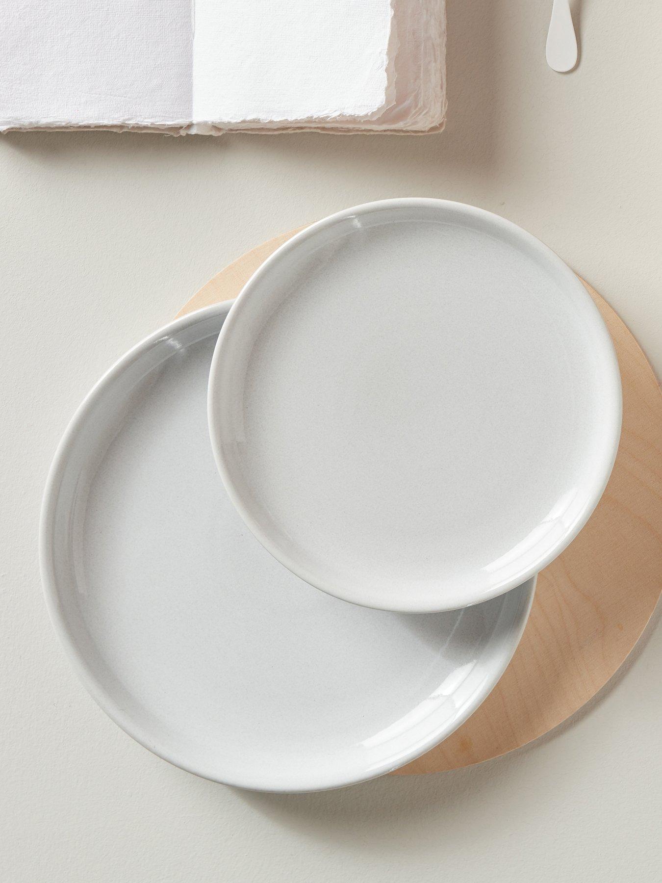 Denby Elements Set of 4 Coupe Dinner Plates in Stone White