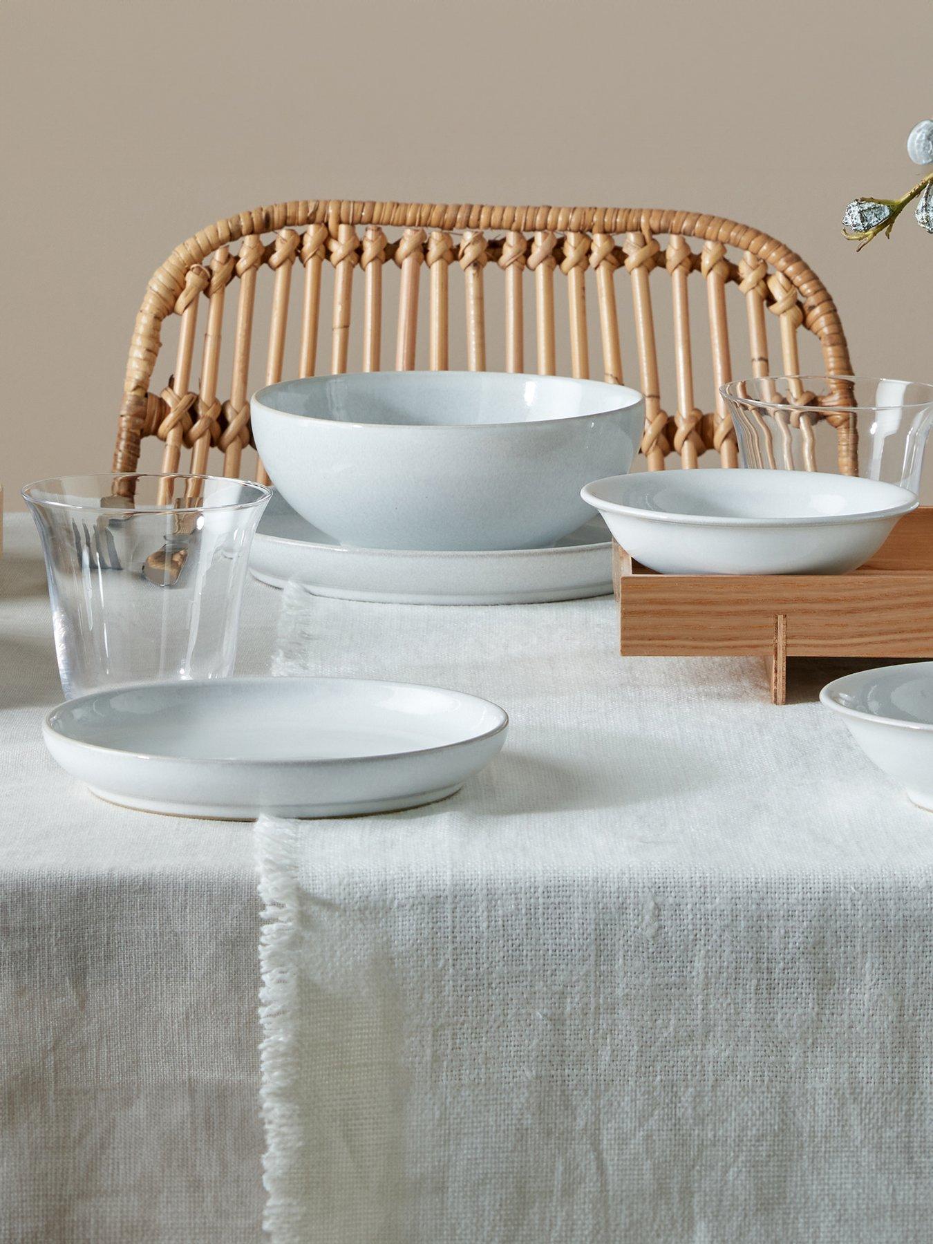 Product photograph of Denby Elements Set Of 4 Medium Coupe Plates In Stone White from very.co.uk