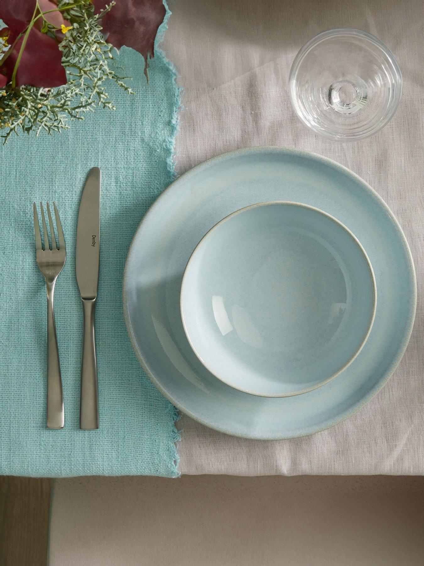 Product photograph of Denby Elements Set Of 4 Coupe Dinner Plates In Jade Light Green from very.co.uk