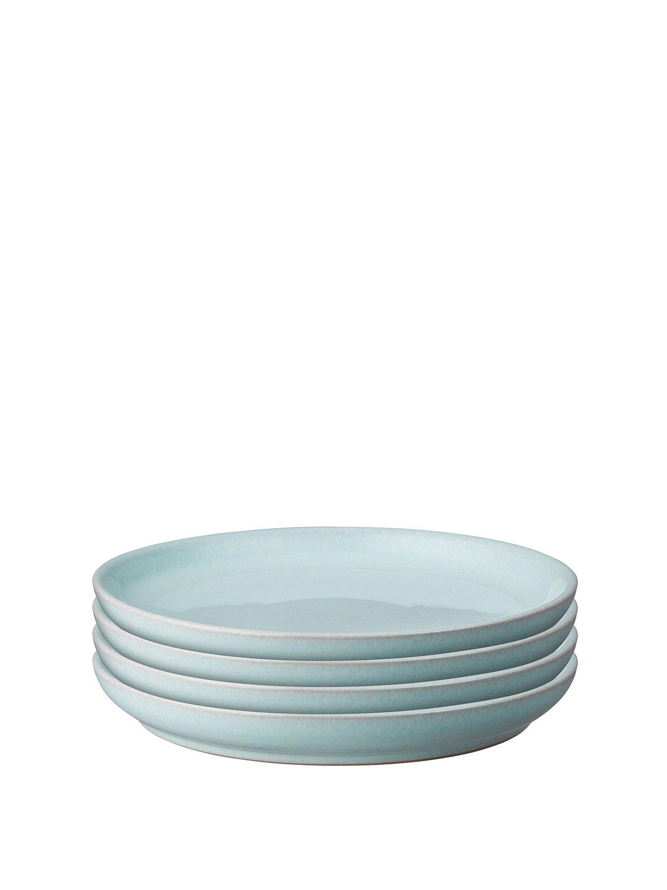 Image 2 of 6 of Denby Elements Set of 4 Medium Coupe Plates in Jade Light Green