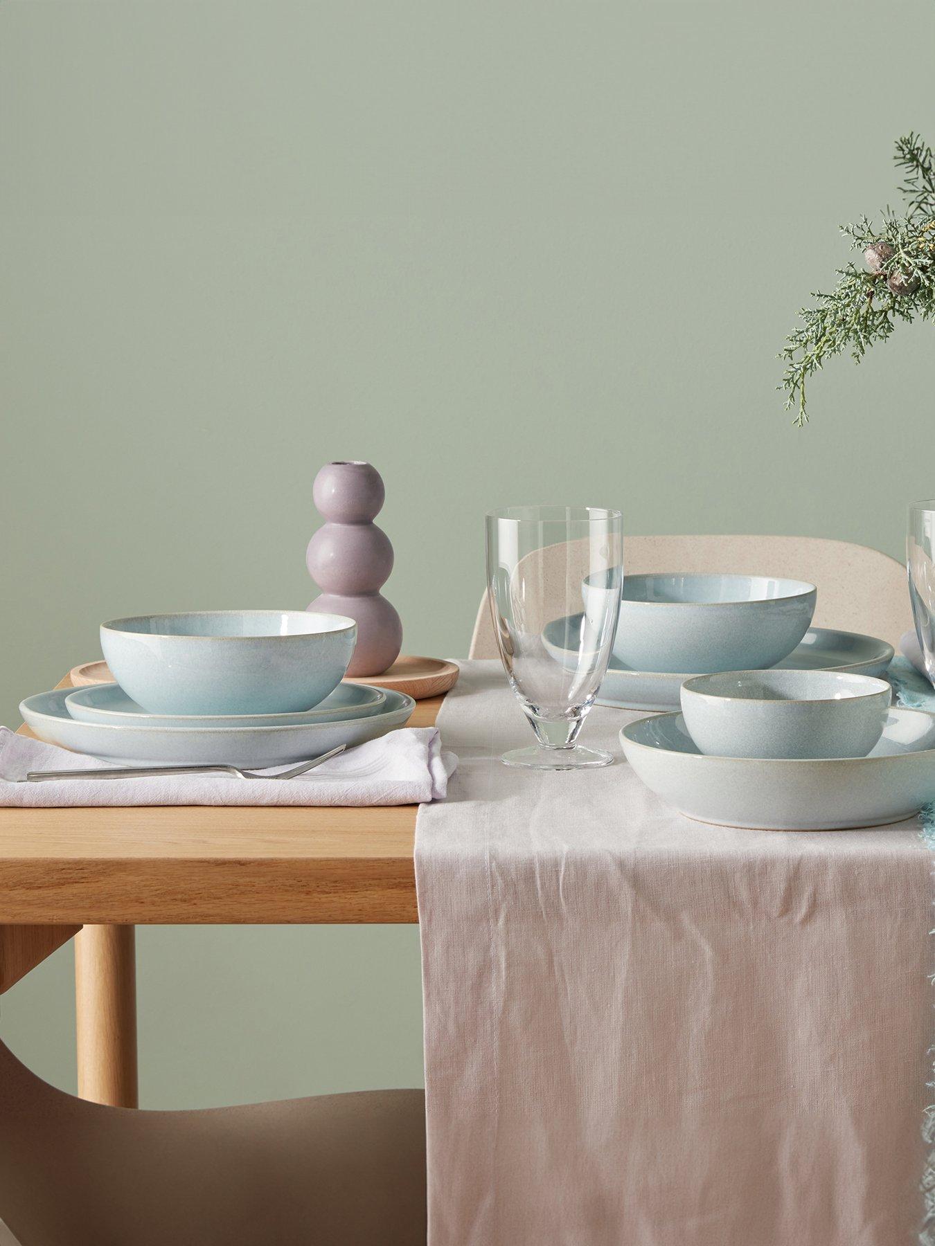 Image 5 of 6 of Denby Elements Set of 4 Medium Coupe Plates in Jade Light Green