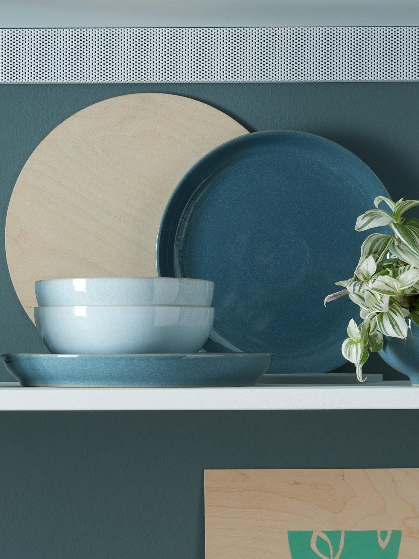 Image 1 of 5 of Denby Elements Set of 4 Coupe Dinner Plates in Jade Dark Green