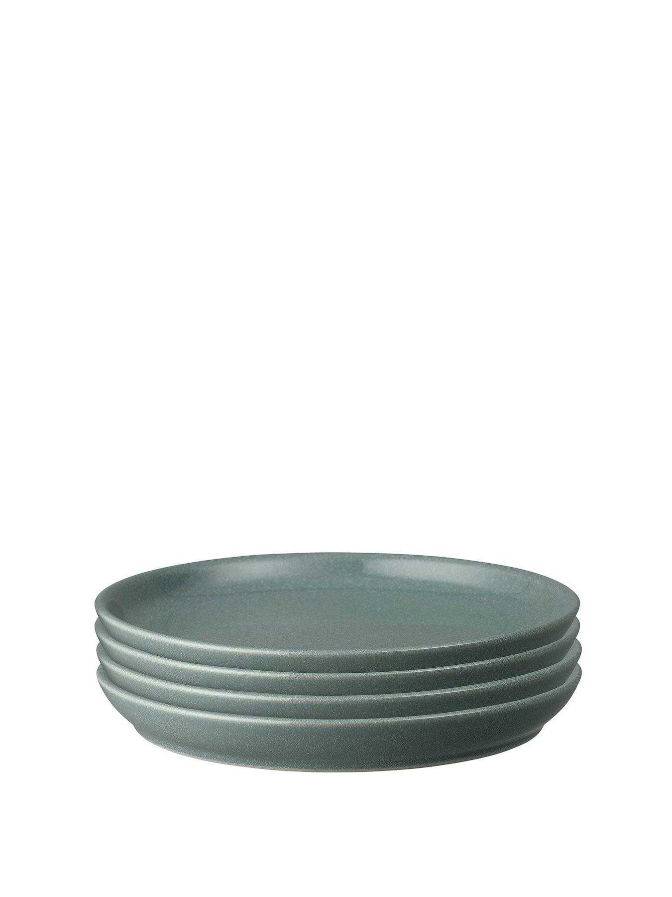 Image 2 of 5 of Denby Elements Set of 4 Coupe Dinner Plates in Jade Dark Green