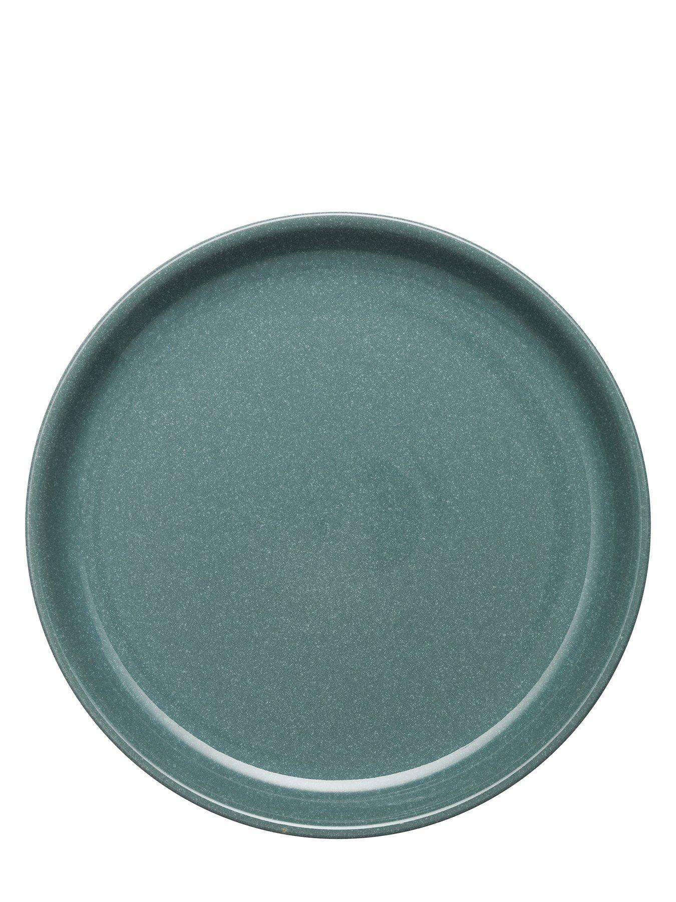 Image 3 of 5 of Denby Elements Set of 4 Coupe Dinner Plates in Jade Dark Green