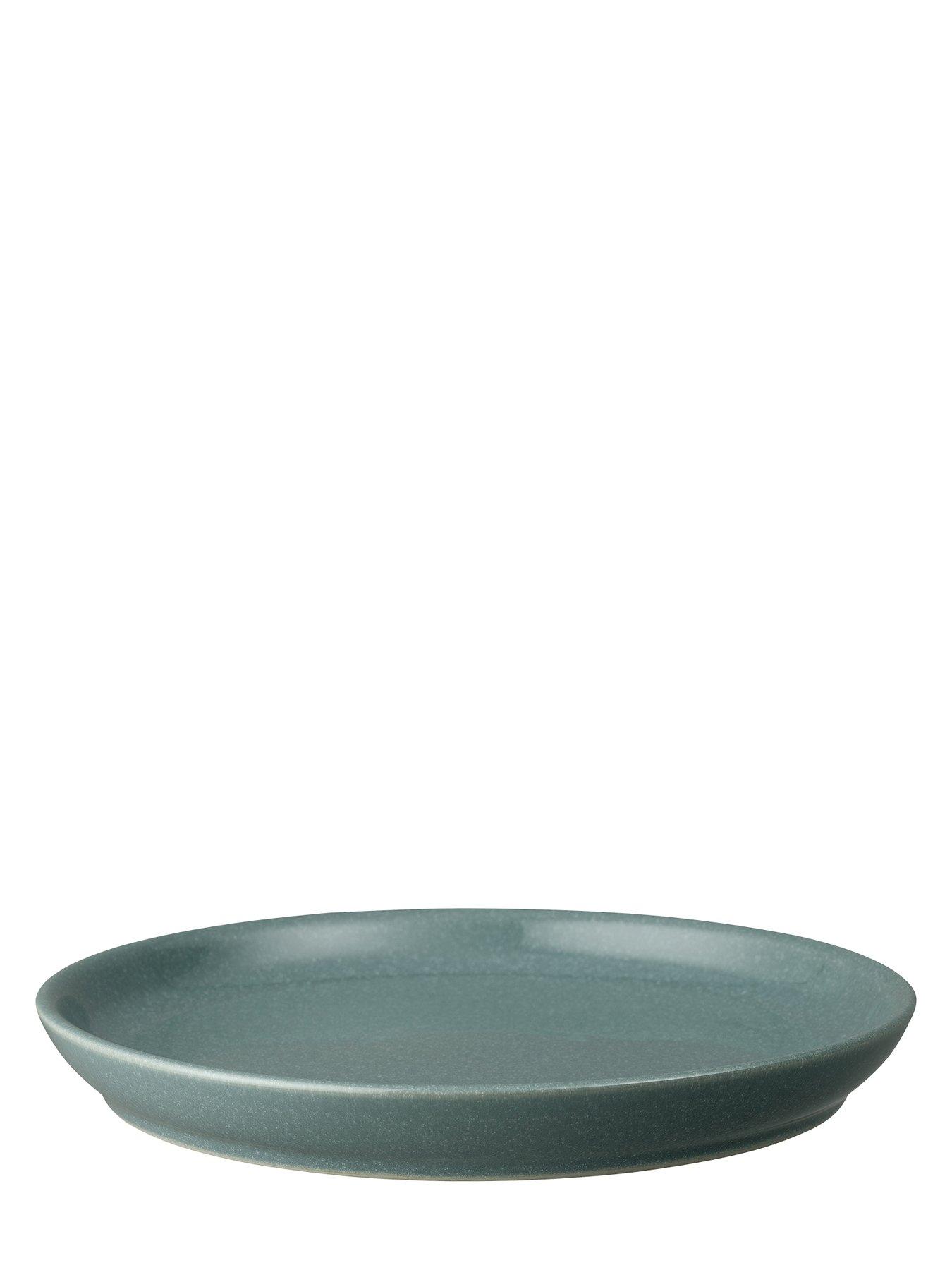 Image 4 of 5 of Denby Elements Set of 4 Coupe Dinner Plates in Jade Dark Green