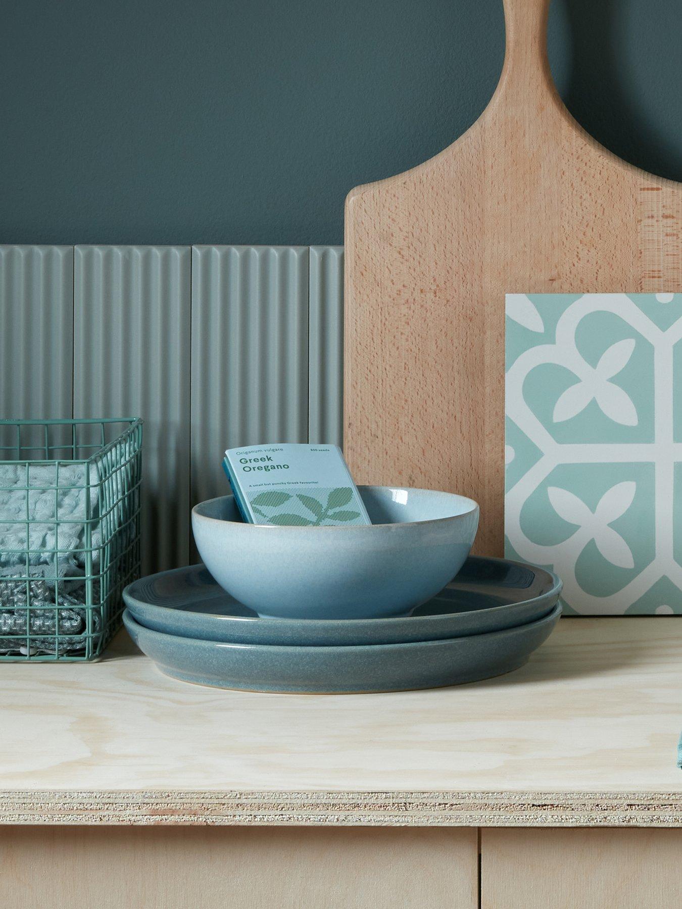 Product photograph of Denby Elements Set Of 4 Medium Coupe Plates In Jade Dark Green from very.co.uk