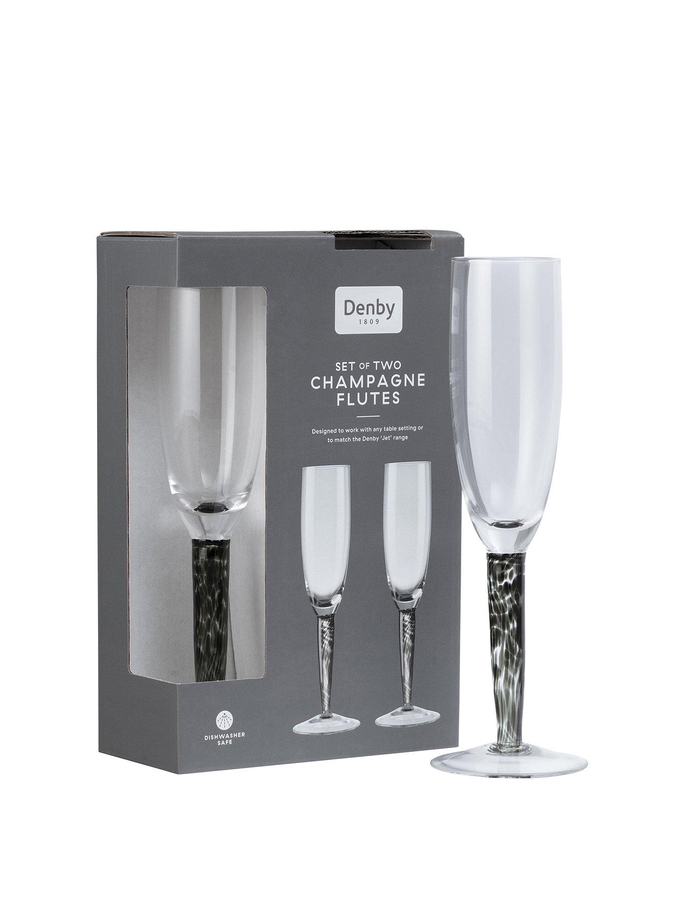 Product photograph of Denby Classic Black Champagne Flute Glasses Set Of 2 from very.co.uk