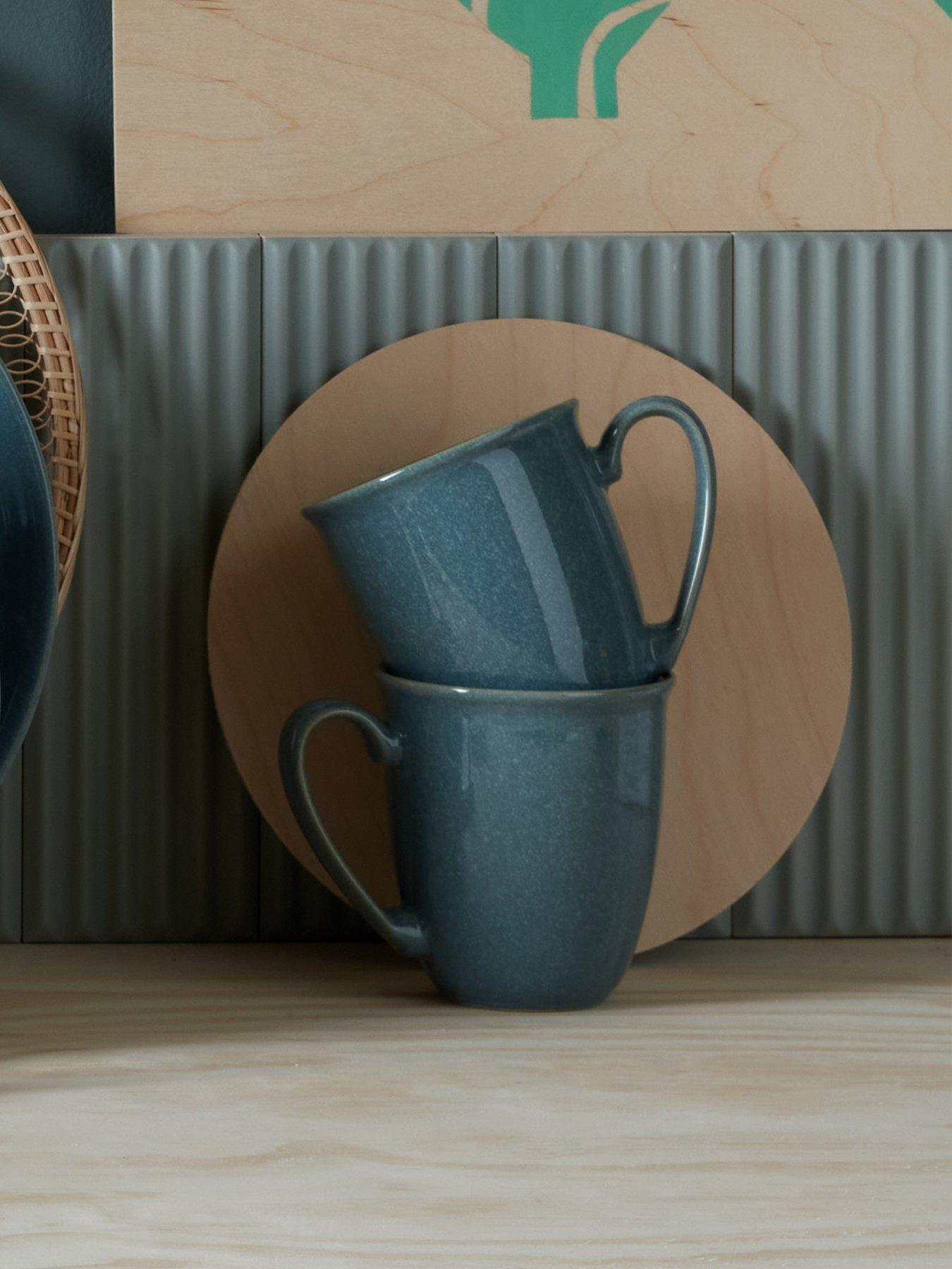 Product photograph of Denby Elements Set Of 4 Coffee Mugs In Dark Jade Green from very.co.uk