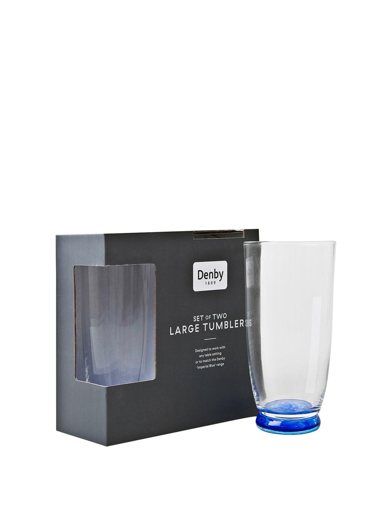 Product photograph of Denby Classic Set Of 2 Large Tumbler Glasses In Blue from very.co.uk