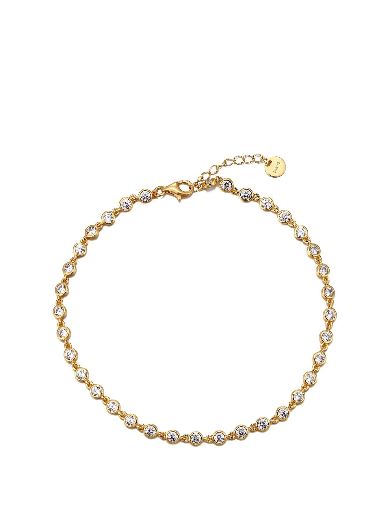 Product photograph of The Love Silver Collection 18ct Gold Plated Cubic Zirconia Anklet from very.co.uk